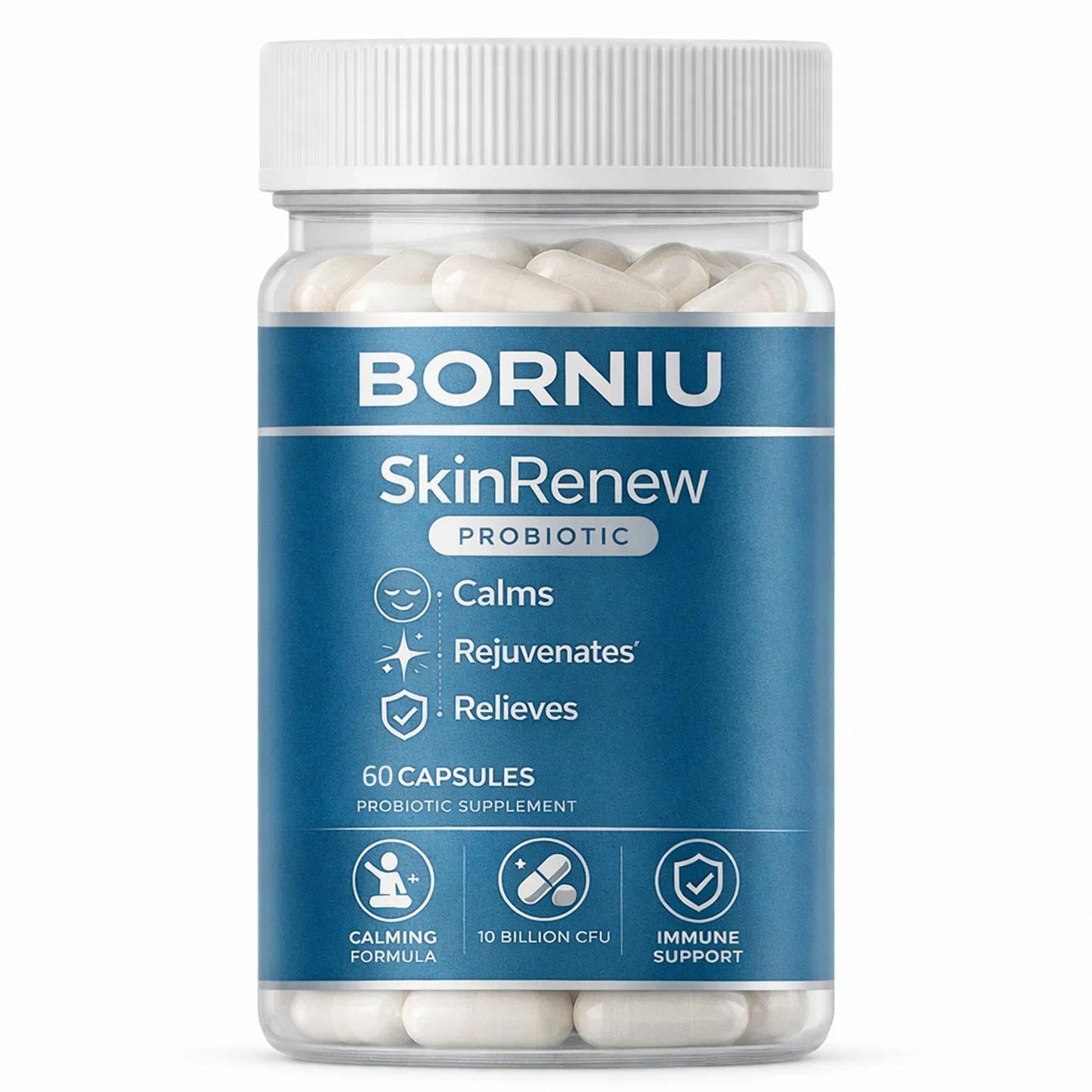 NutraNeo Borniu SkinRenew Probiotic for Gut and Skin Support, 60 Capsules