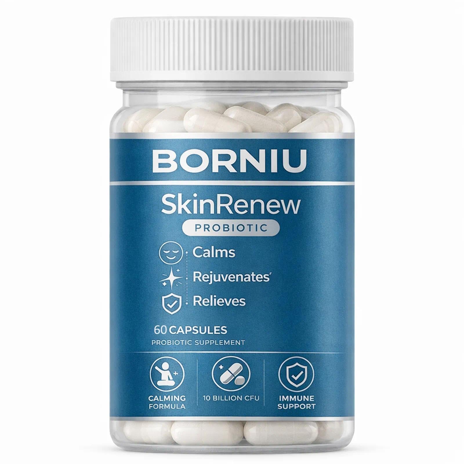 NutraNeo Borniu SkinRenew Probiotic for Gut and Skin Support, 60 Capsules