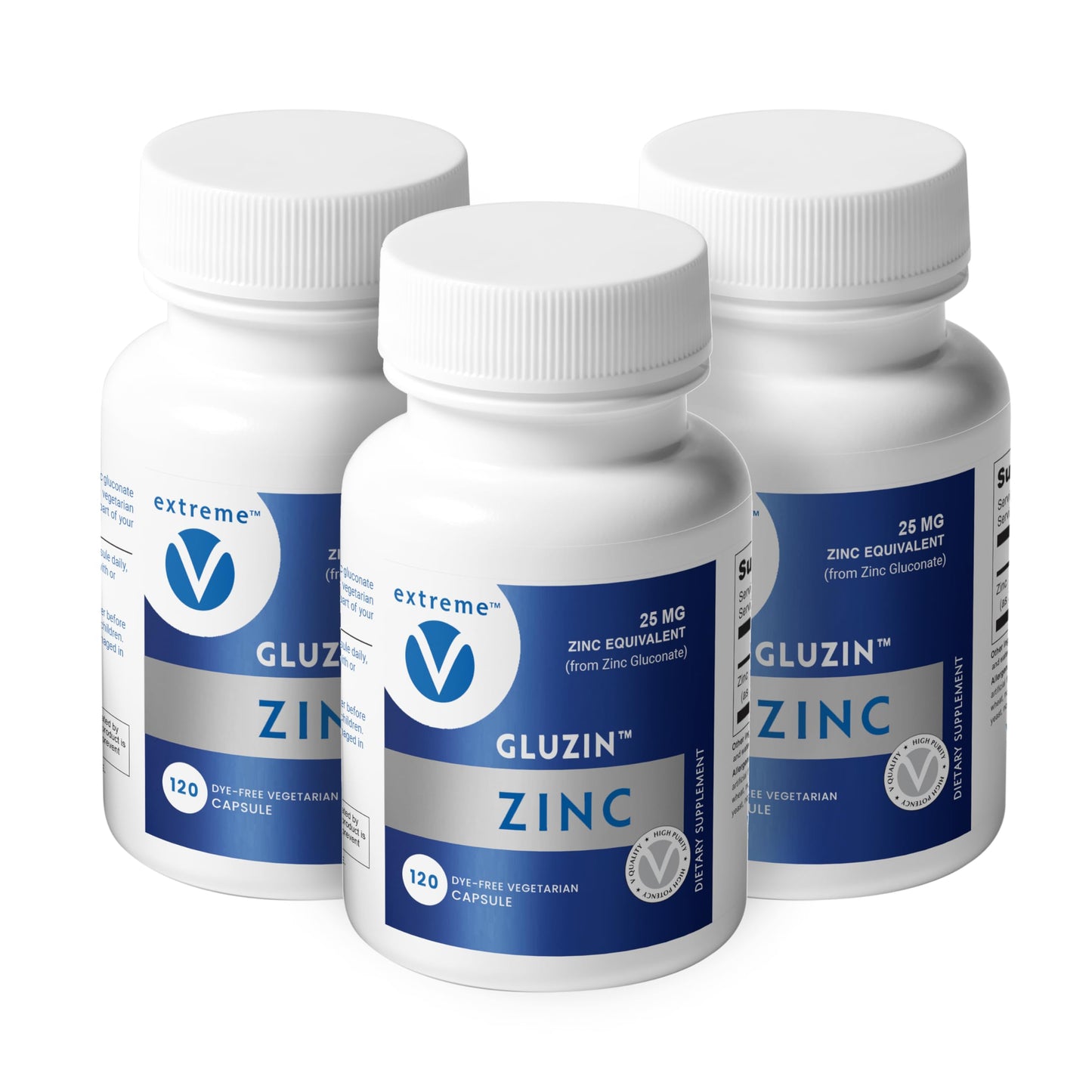 Extreme V Zinc MG25 - Zinc Gluconate - 25mg Veggie Capsules, 360 Capsules
