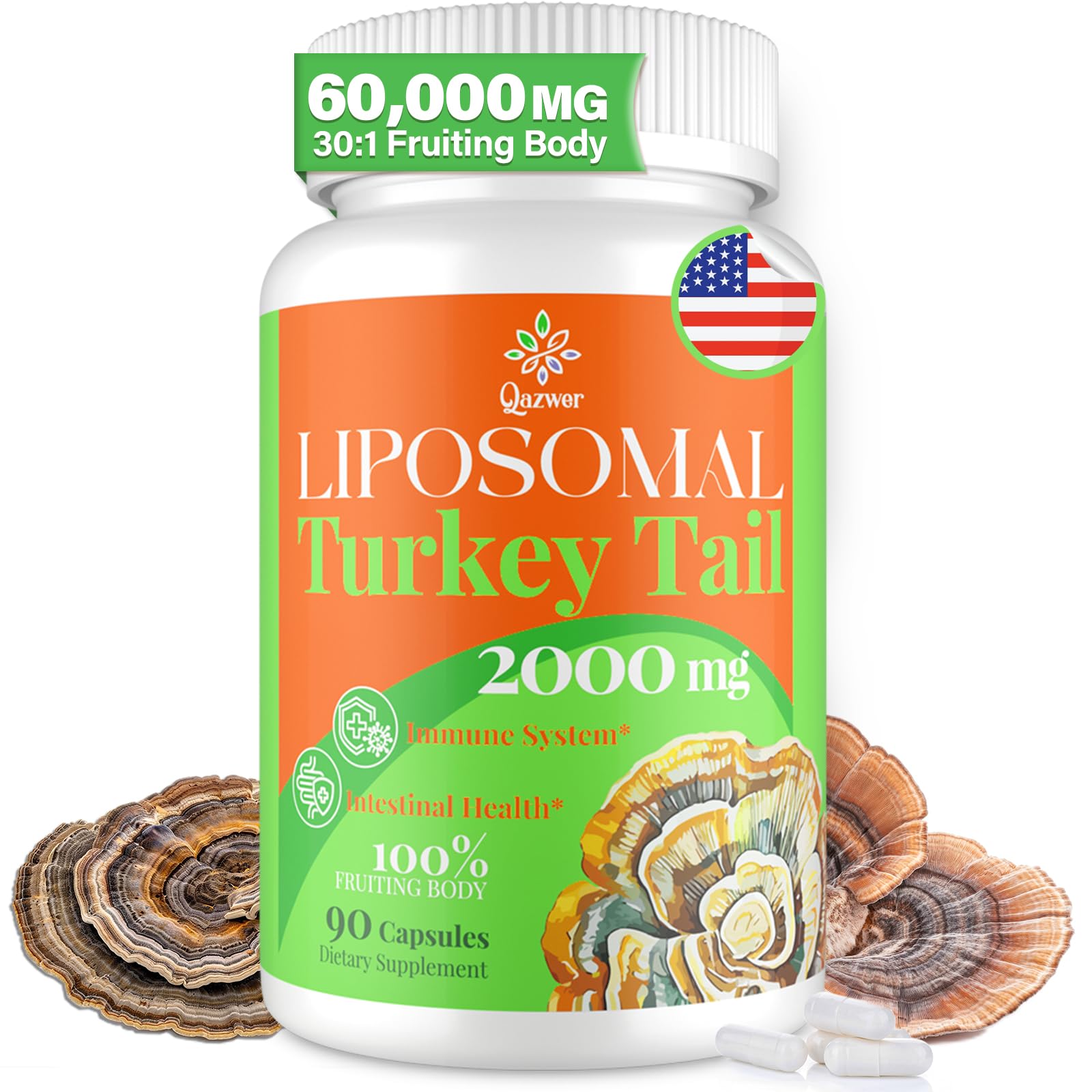 Qazwer Liposomal Turkey Tail Mushroom Capsules 90 Count