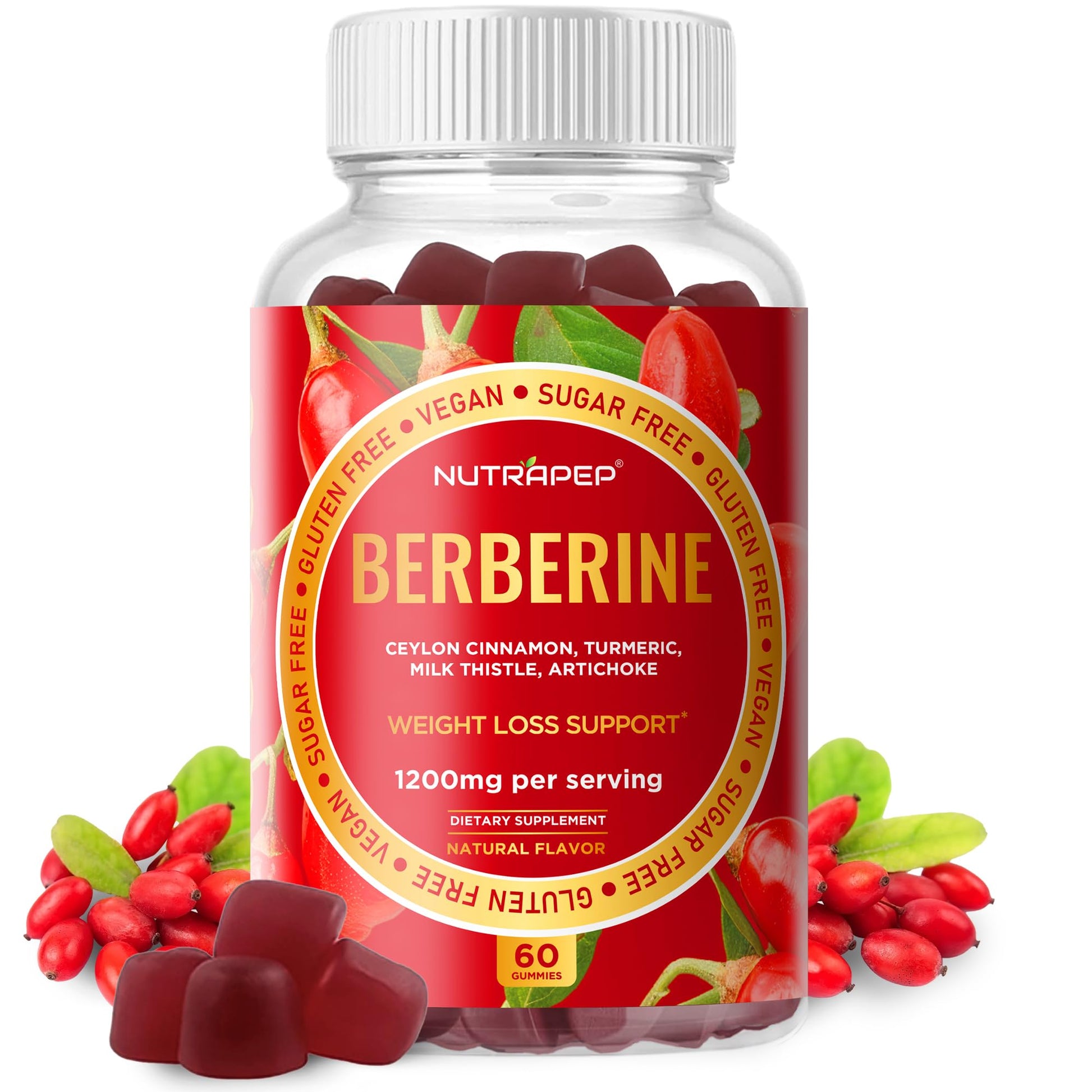 NutraPep Premium Berberine HCl Gummies, 60 Count