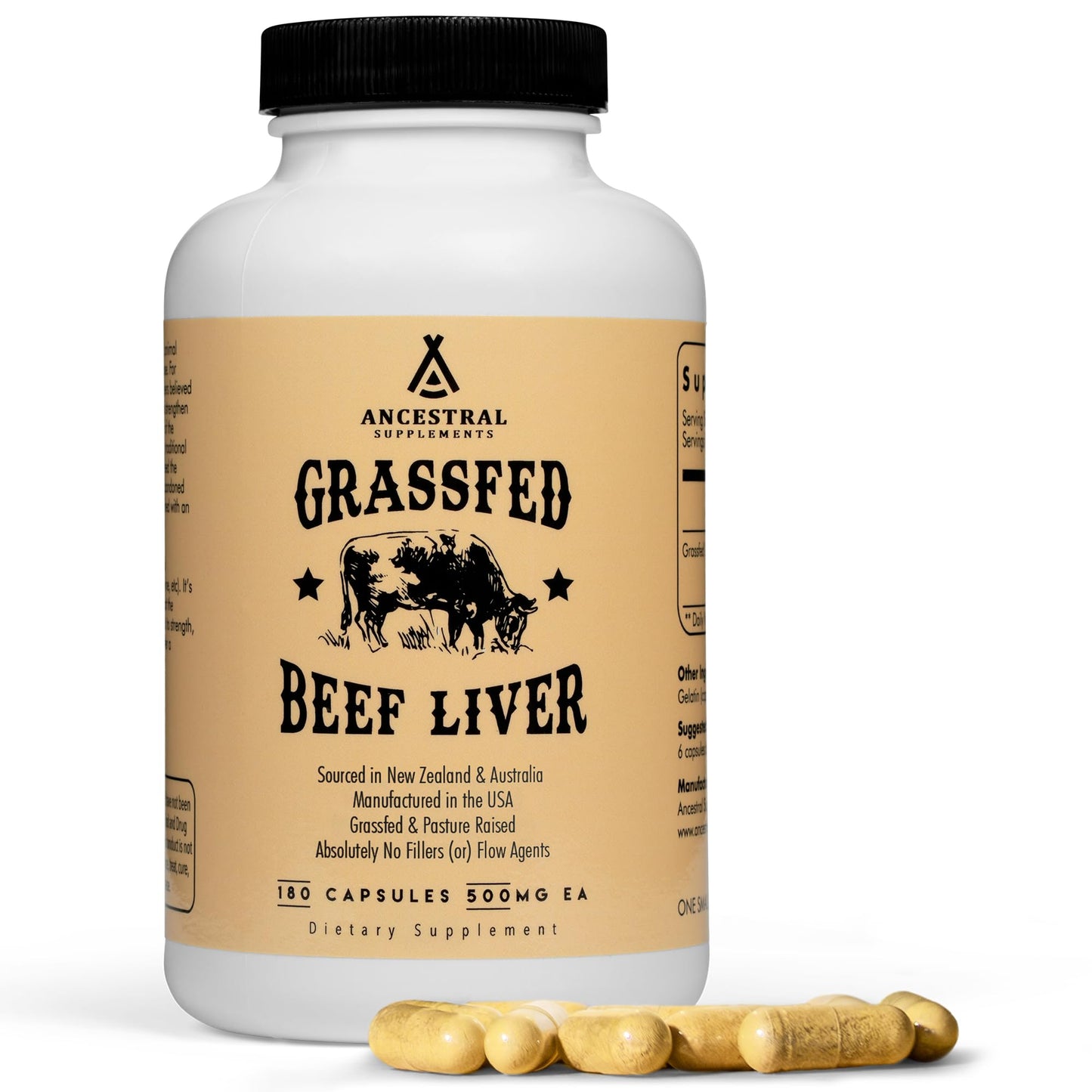 Ancestral Supplements Beef Liver Support Capsule 180 Count