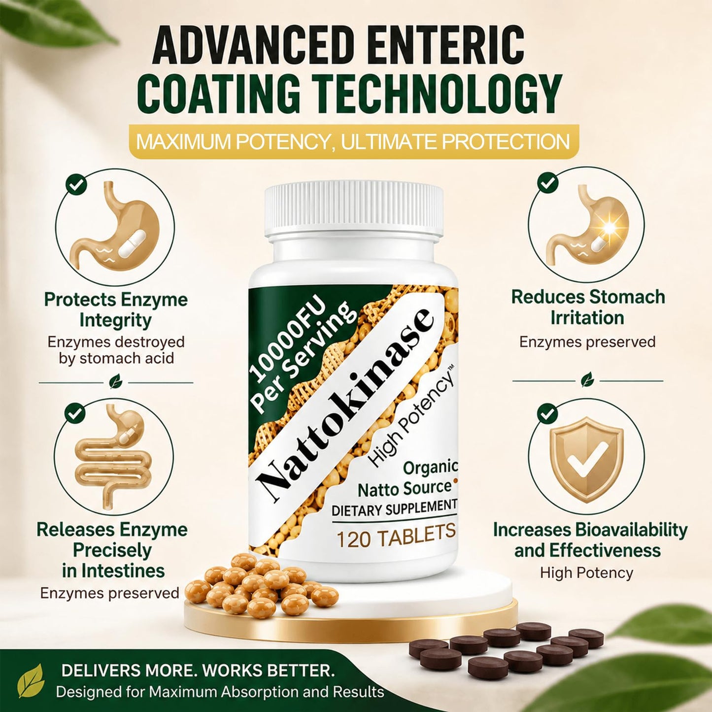 Shileoo Nattokinase Supplement 10000FU – Cardiovascular Support – Extended Release – Vegan, Non-GMO, Gluten-Free – 1 Capsule