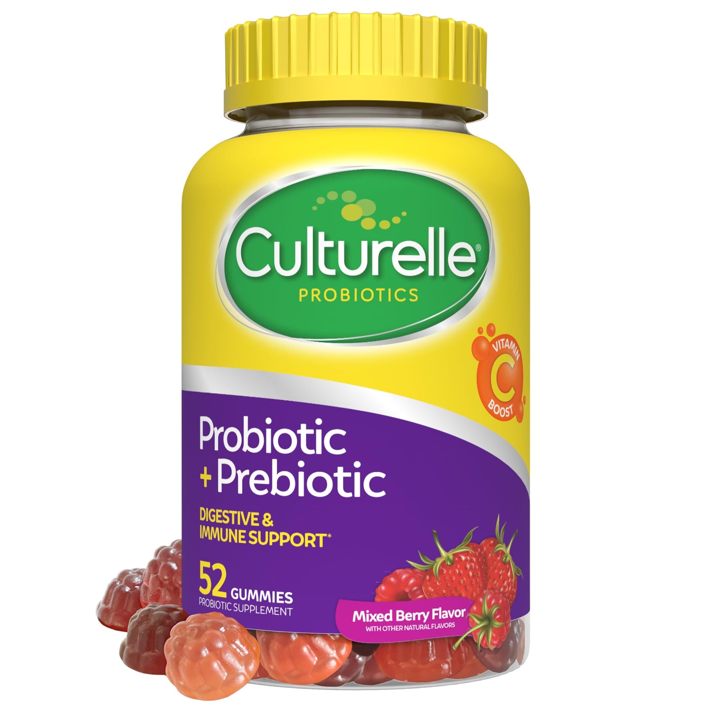 Culturelle Daily Probiotic Gummies for Women & Men, Berry Flavor, 52 Count