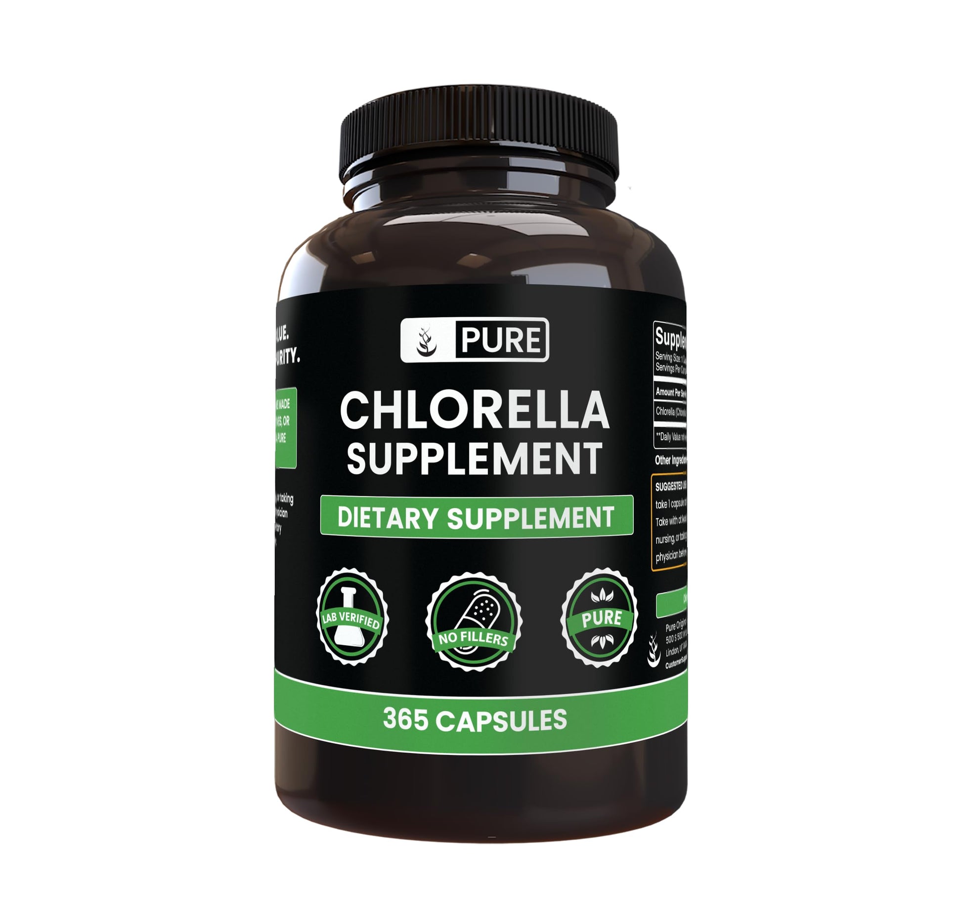 Pure Original Ingredients Chlorella Capsules 365 Count