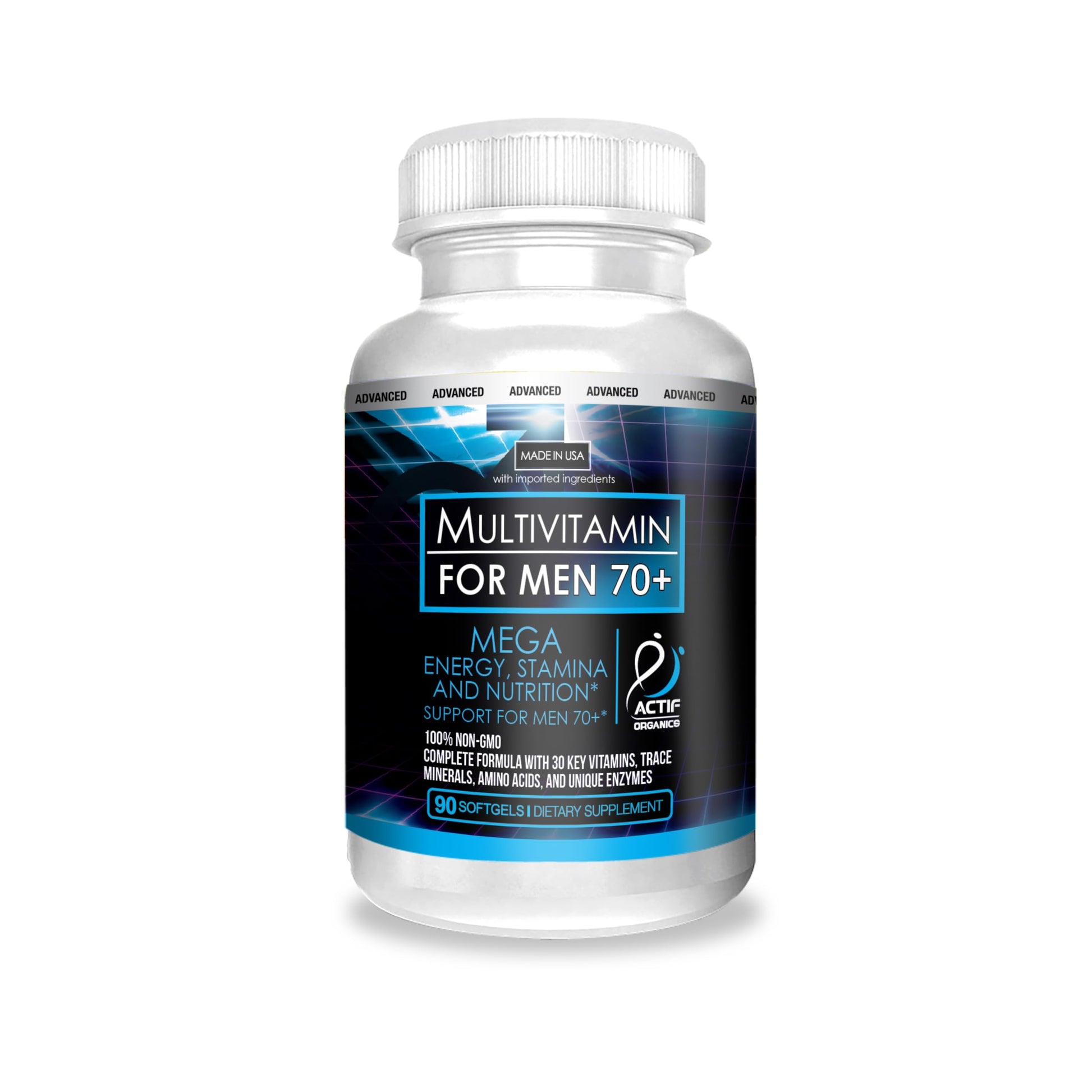 ACTIF Multivitamin for Men Age 70+ with 30 Advanced Factors Softgels 90 Count