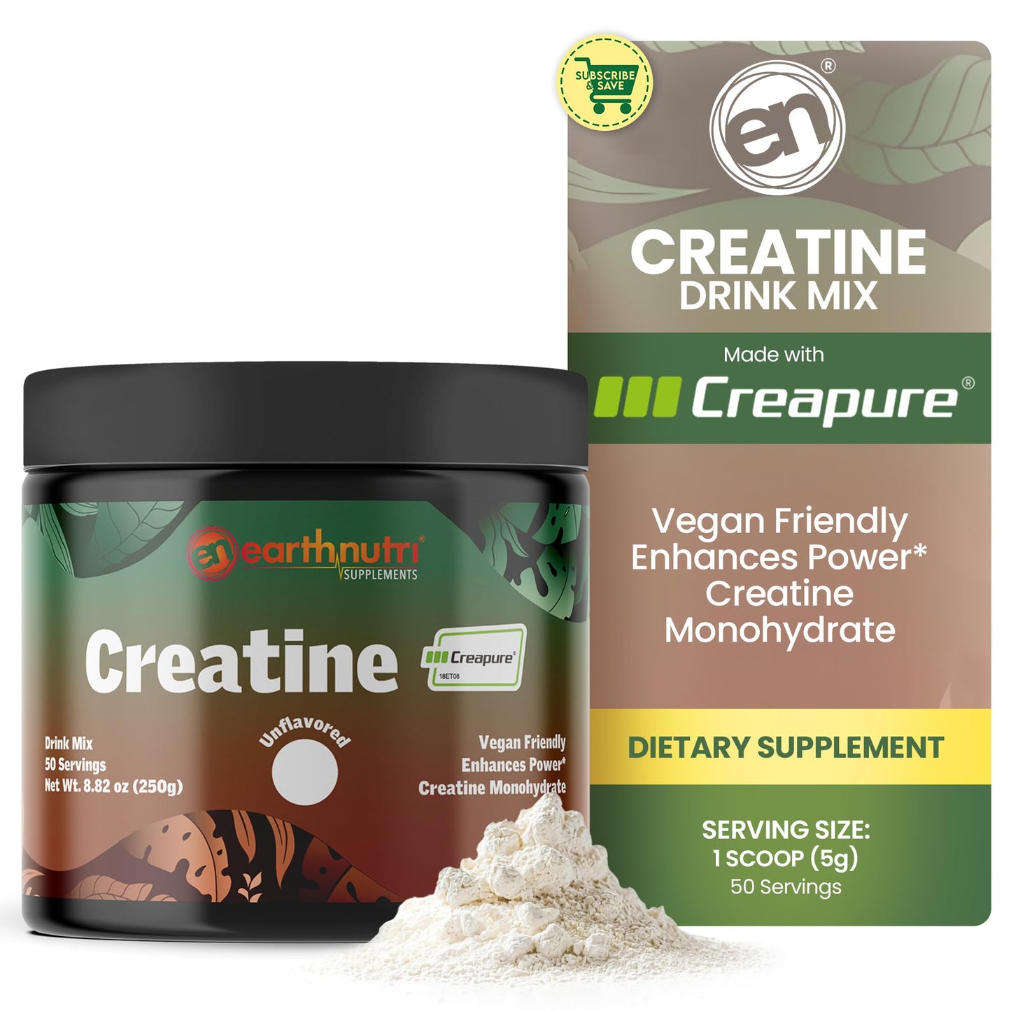 EarthNutri Creatine Monohydrate Powder 50 Servings