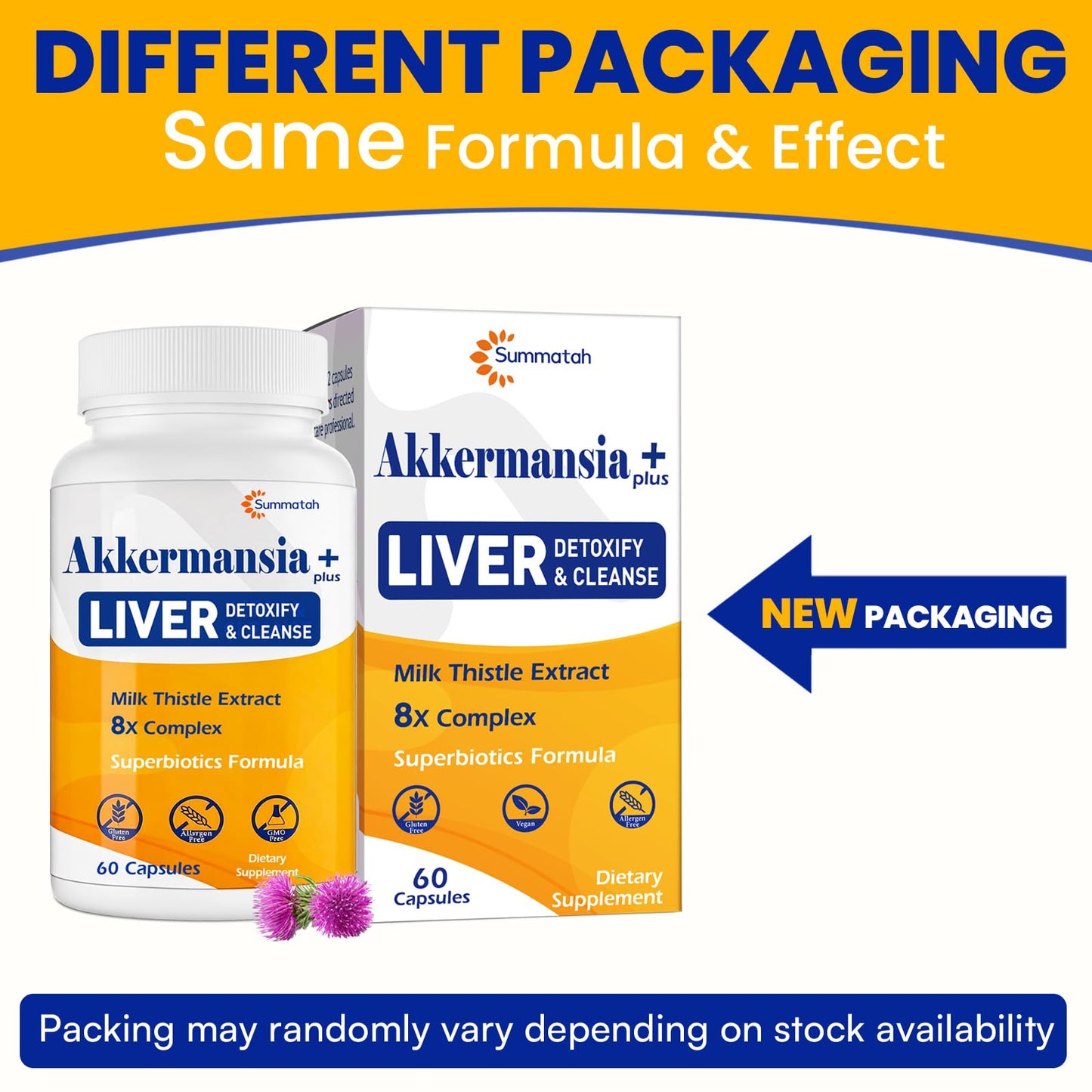 Summatah Liver Detoxify Repair & Cleanse Probiotic with Milk Thistle, Dandelion & Turmeric, 20 Billion AFU Akkermansia, 8-in-1 Herbal Formula for Liver Support & Renew, Capsule, 60 Count