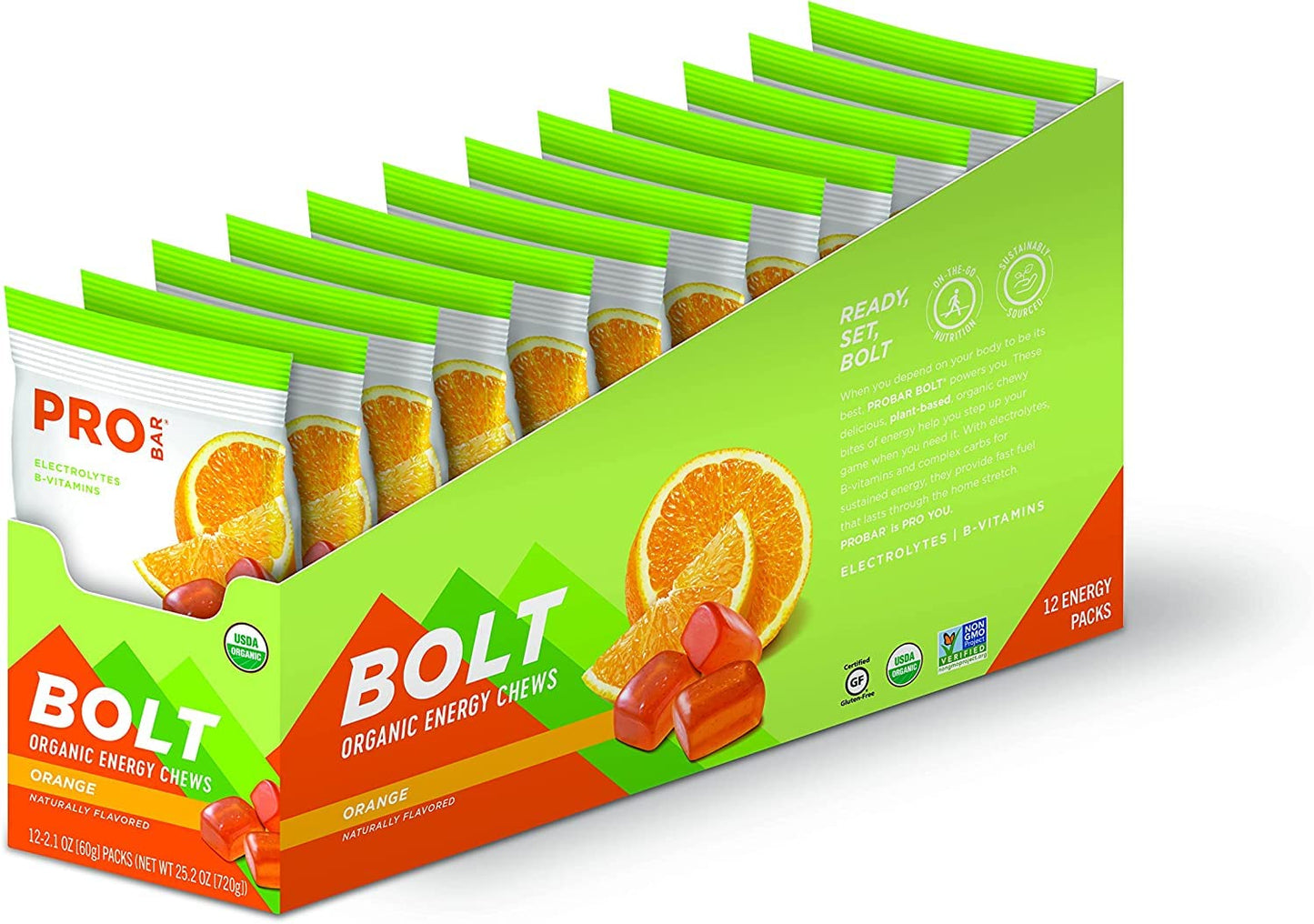 PROBAR BOLT Organic Energy Chews Orange, Pack of 12