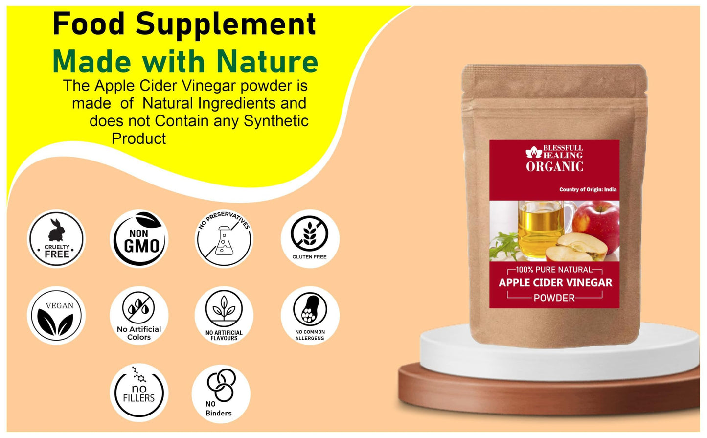 Blessfull Healing Organic Apple Cider Vinegar Powder 100 Gram