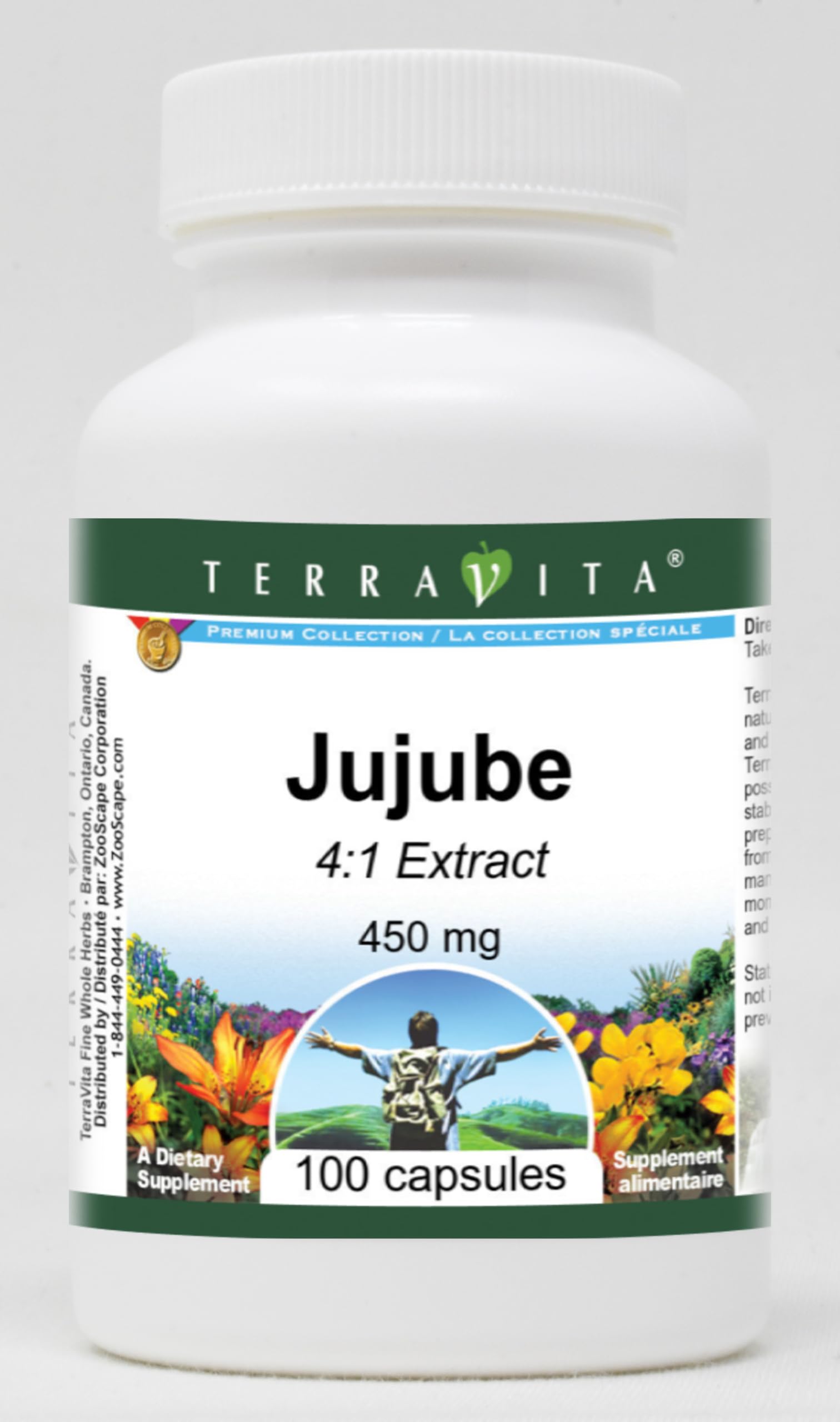 Terravita Jujube 4:1-450 mg Capsules, 100 Count