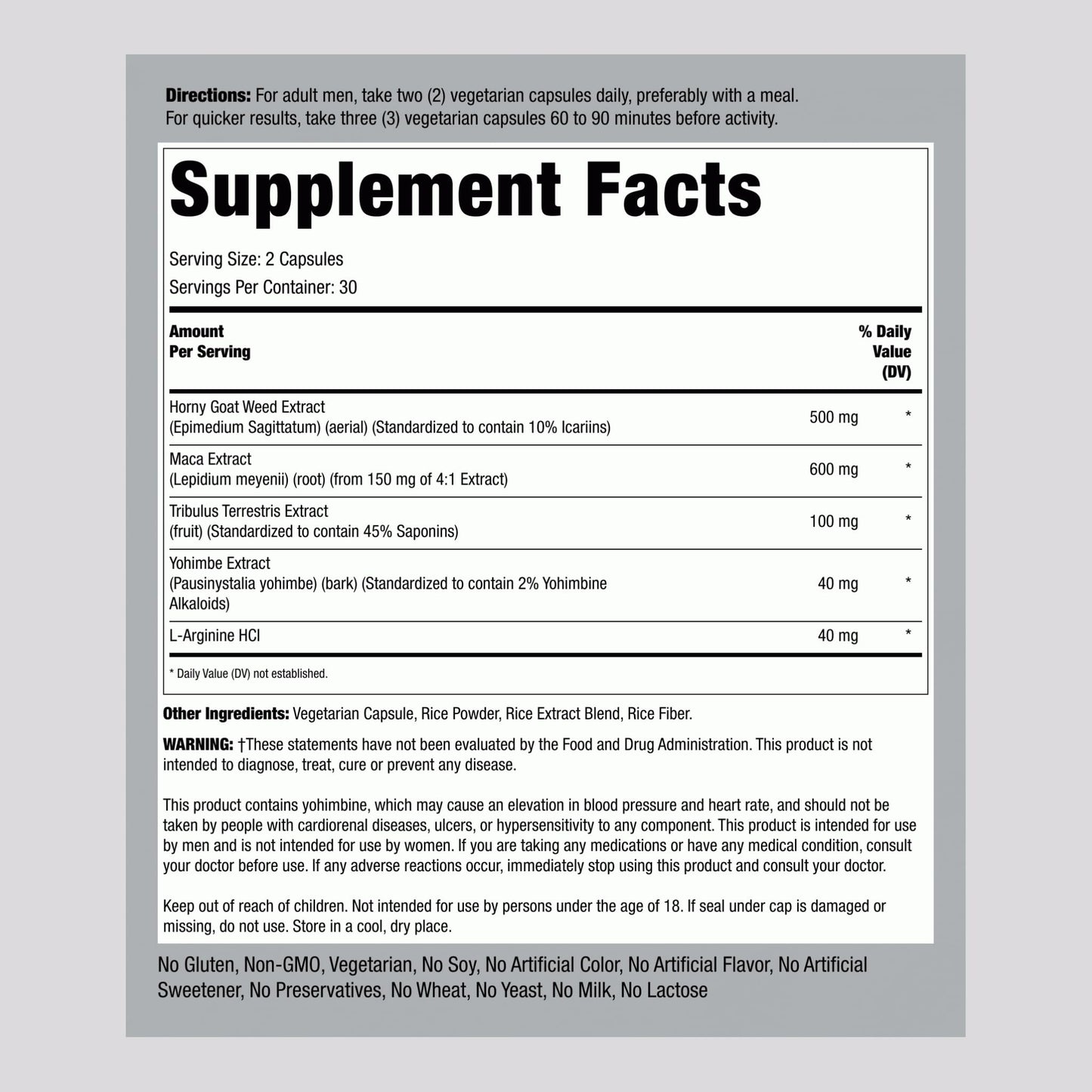 Piping Rock Horny Goat Weed Complex Capsules, 60 Count