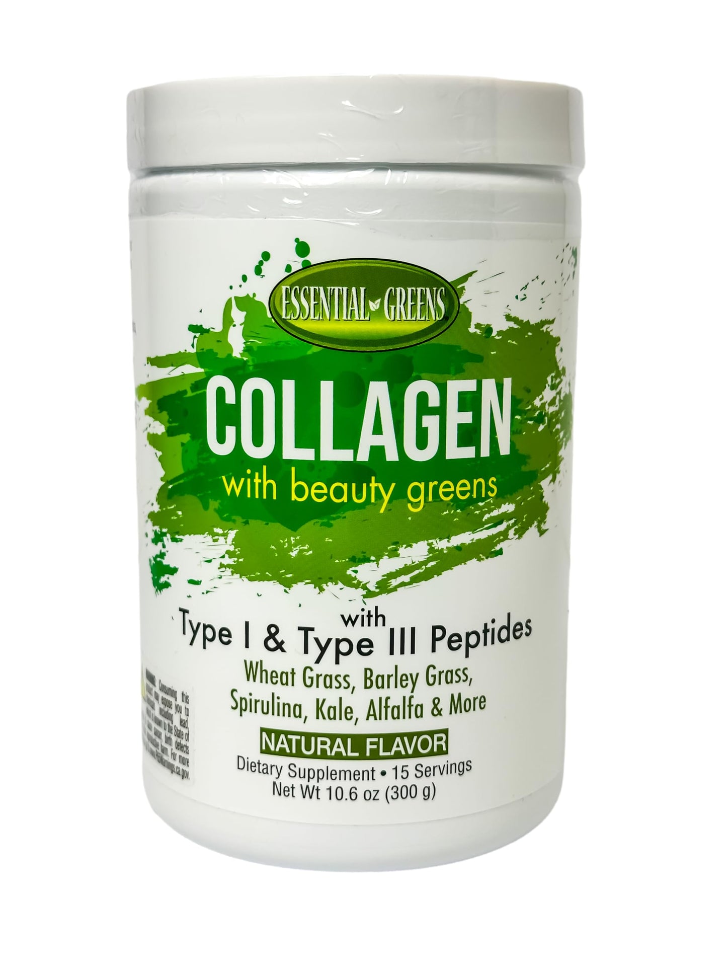 Essential Greens Collagen with Organic Beauty Greens with Type I & Type III Peptides Powder 10.6 oz
