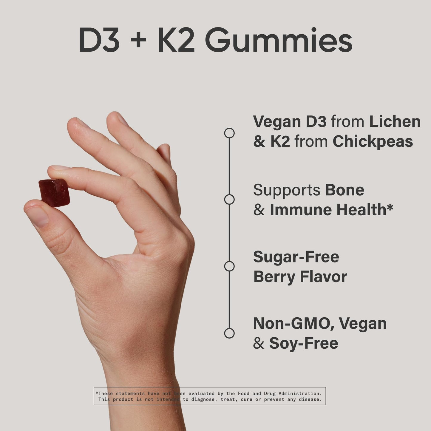 Sports Research Vegan Vitamin D3 + K2 Sugar-Free Gummies 60 Count