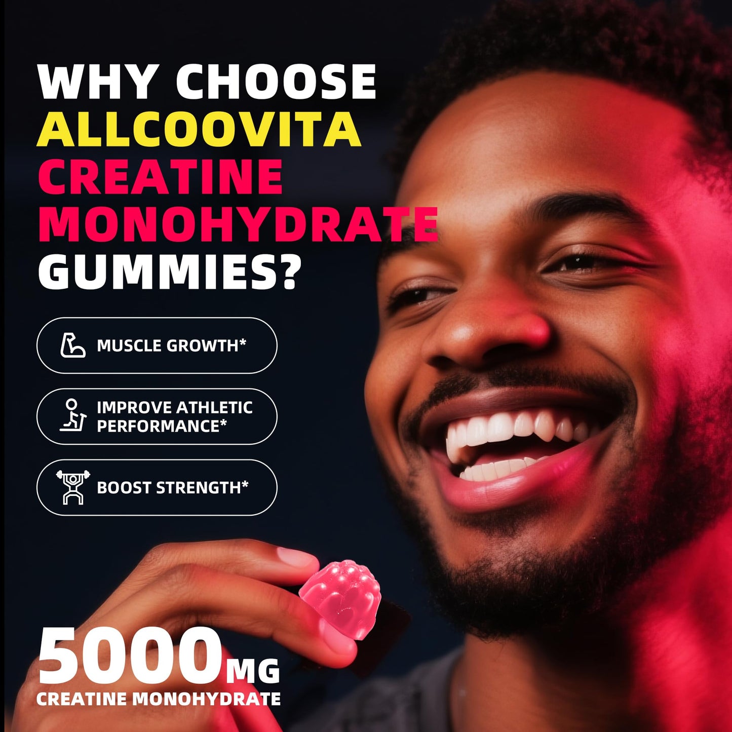 Allcoovita Creatine Monohydrate Gummies 135 Count