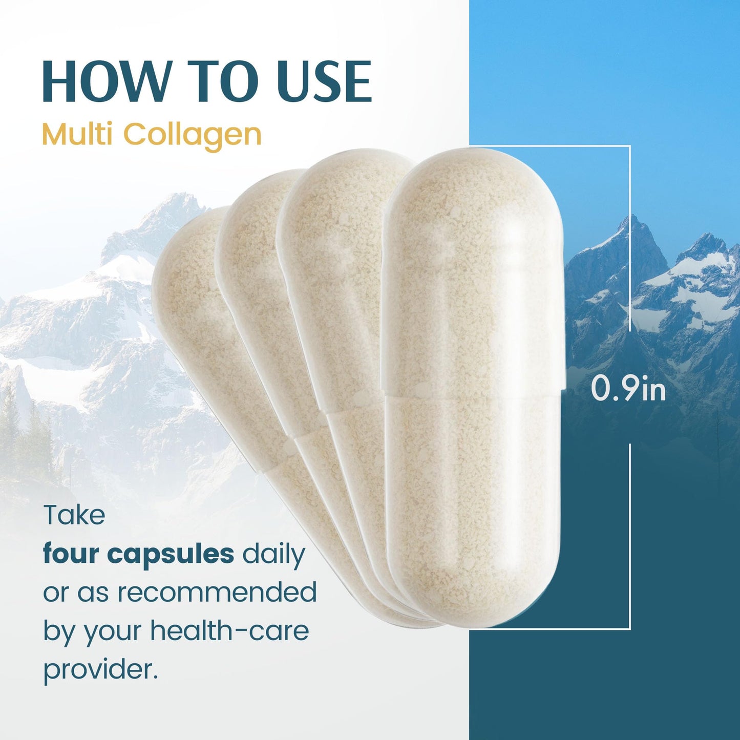 Vykee Nutrition Multi Collagen Capsules with Biotin + Hyaluronic Acid - Hair, Skin & Nail Support - Non-GMO, Gluten Free Dietary Supplement, 180 Capsules