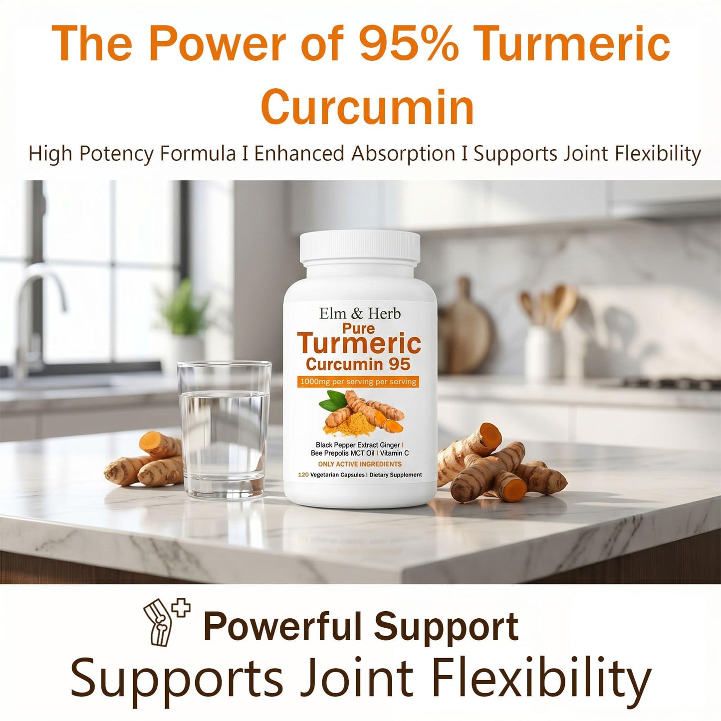Kunnozz Elm & Herb Pure Turmeric Curcumin 95 Capsules 120
