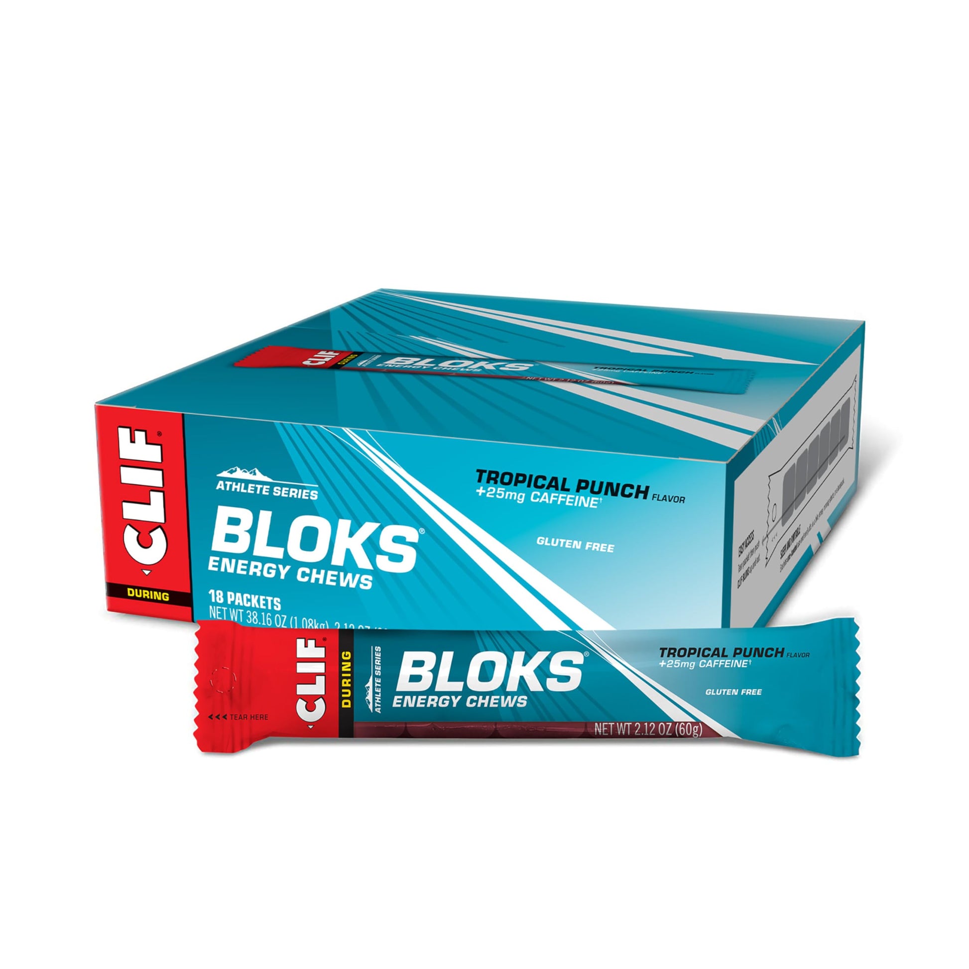 CLIF Bar BLOKS Chews Tropical Punch with Caffeine, 18 Count
