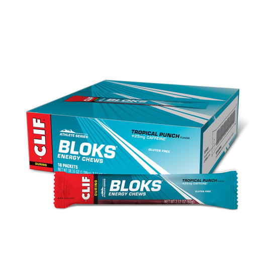 CLIF Bar BLOKS Chews Tropical Punch with Caffeine, 18 Count