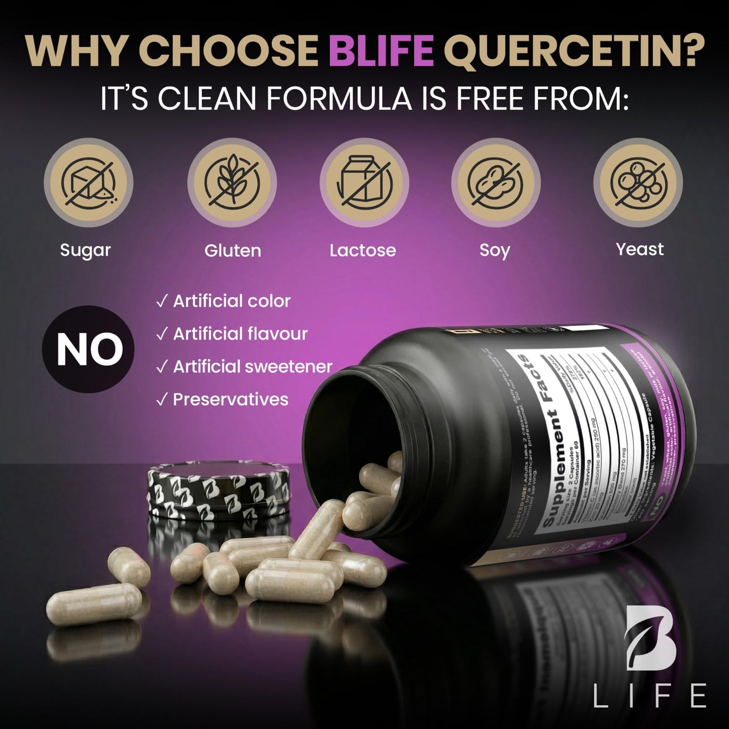 B Life Company Quercetin 500mg Capsule, 120 Capsules