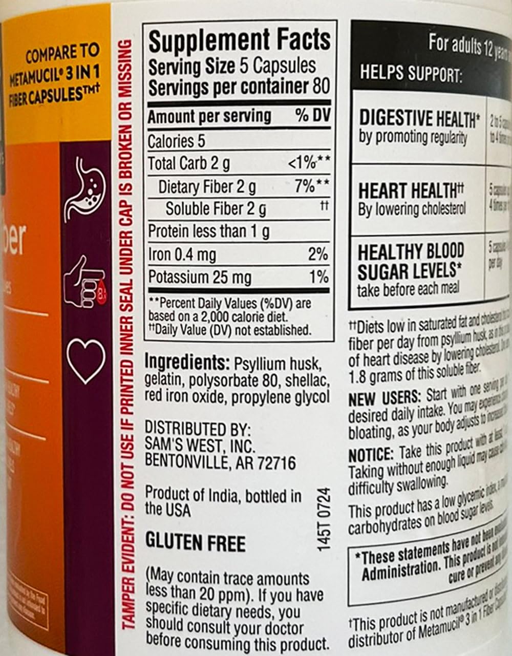 Member's Mark Fiber Capsules 400 Count