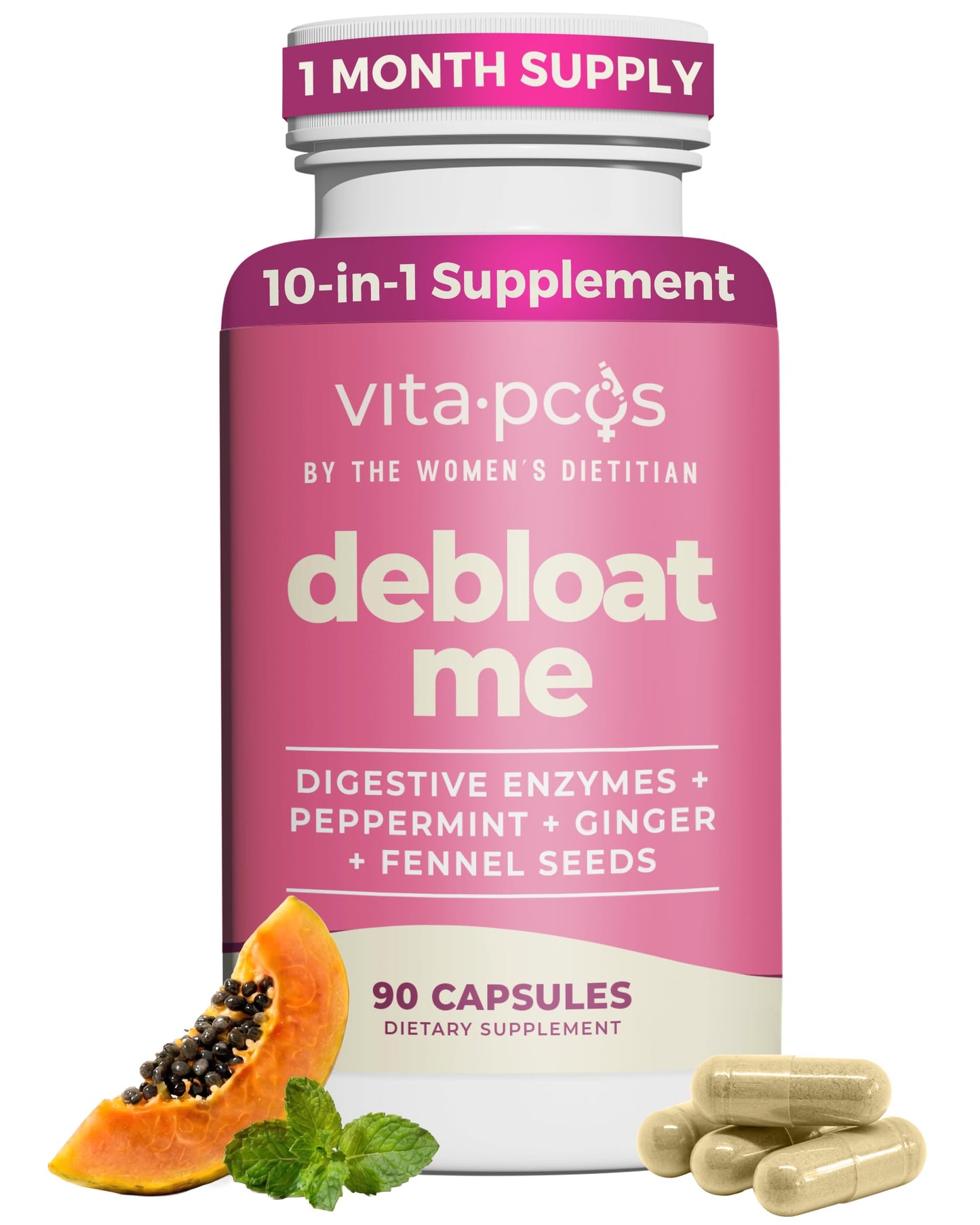 VITA-PCOS Digestive Enzymes for Women - Digestive Supplements Debloat Me Capsule, 1 Count
