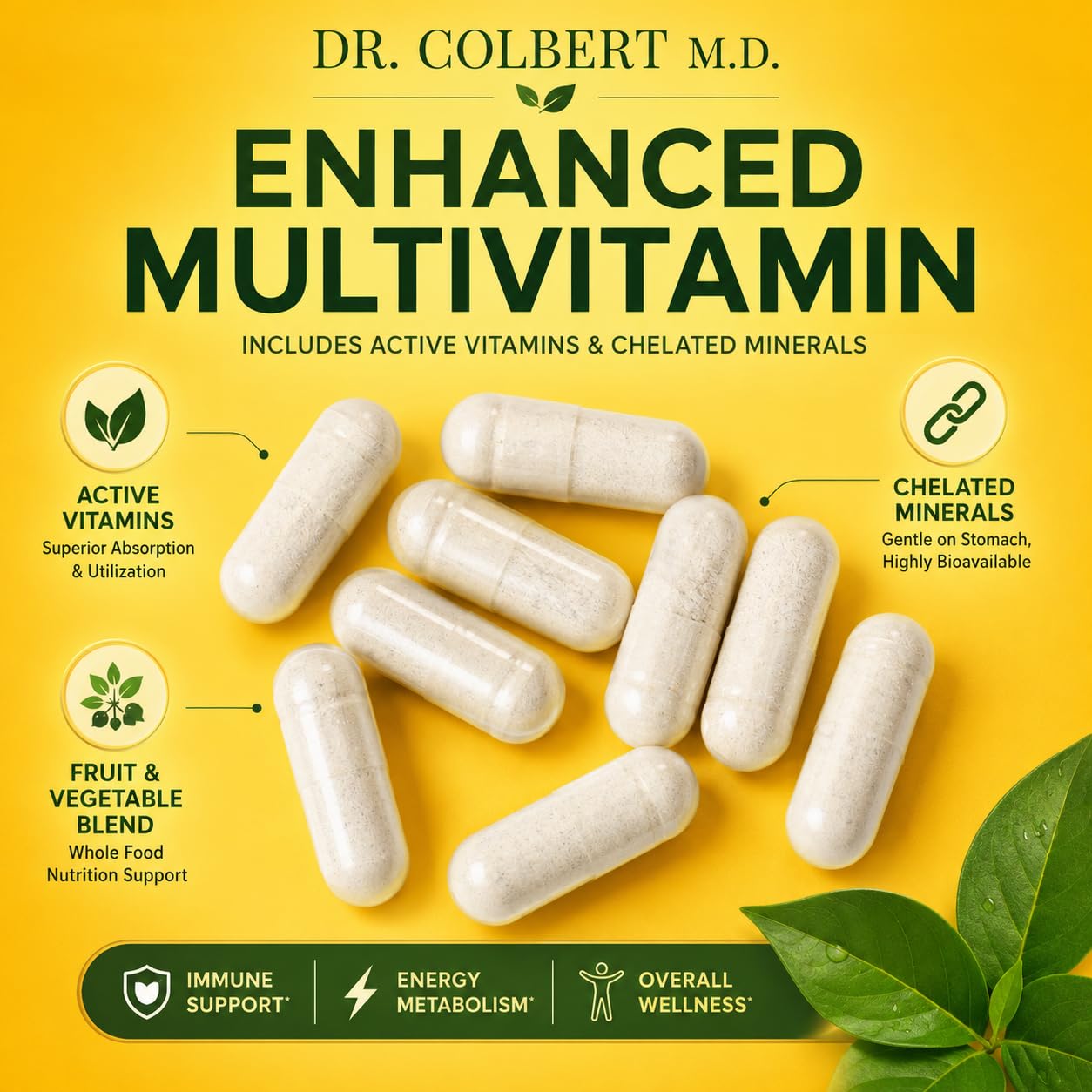 Divine Health Dr. Colbert Enhanced Multivitamin Plus Chelated Minerals Active B Vitamins Capsule, 1 Capsule