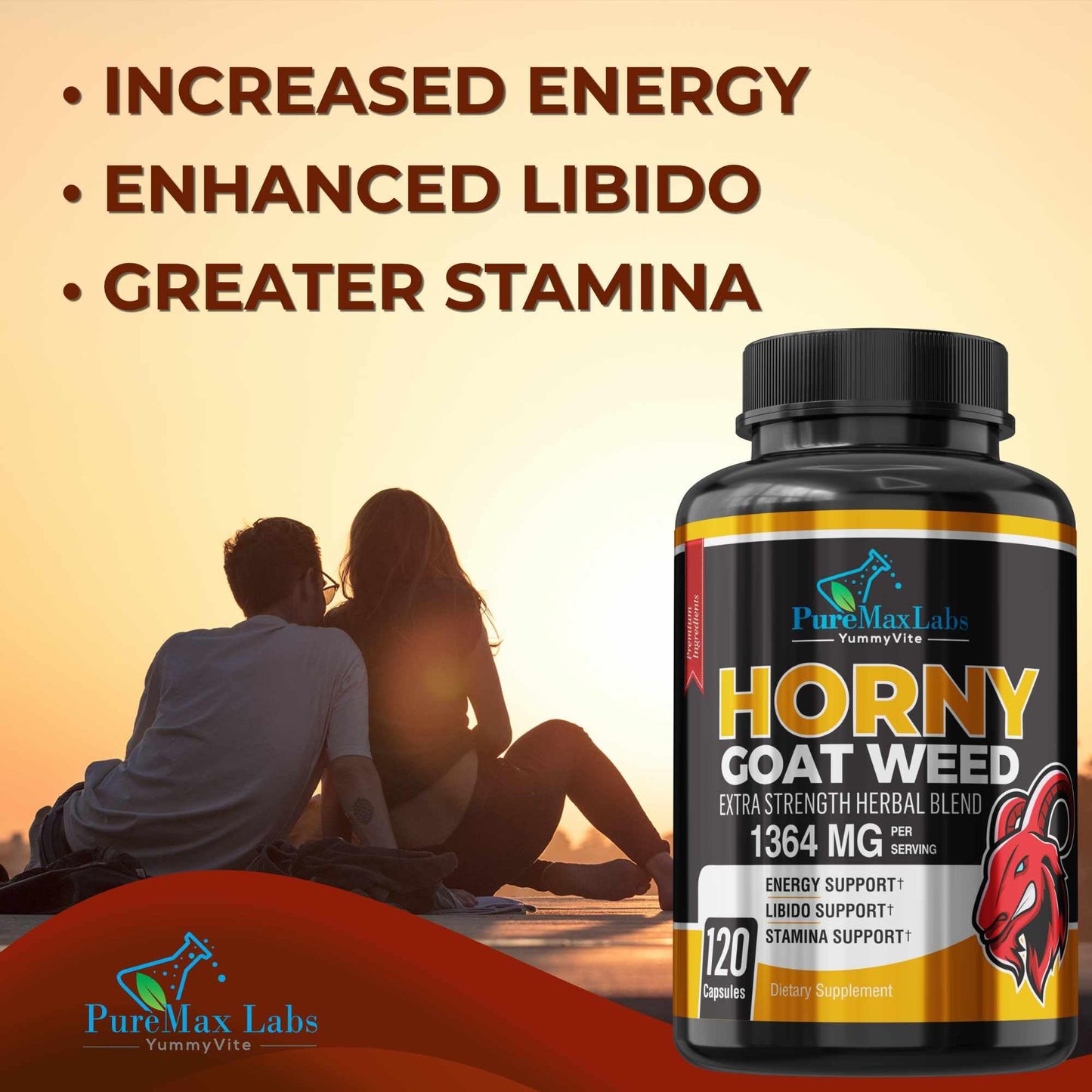 YUMMYVITE Horny Goat Weed Extra Strength Blend 120 Capsules