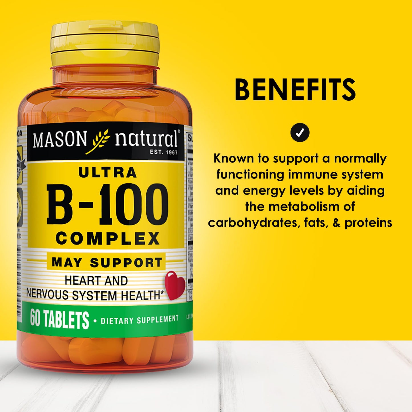 Mason Natural Ultra B-100 Complex Tablets, 100 Count