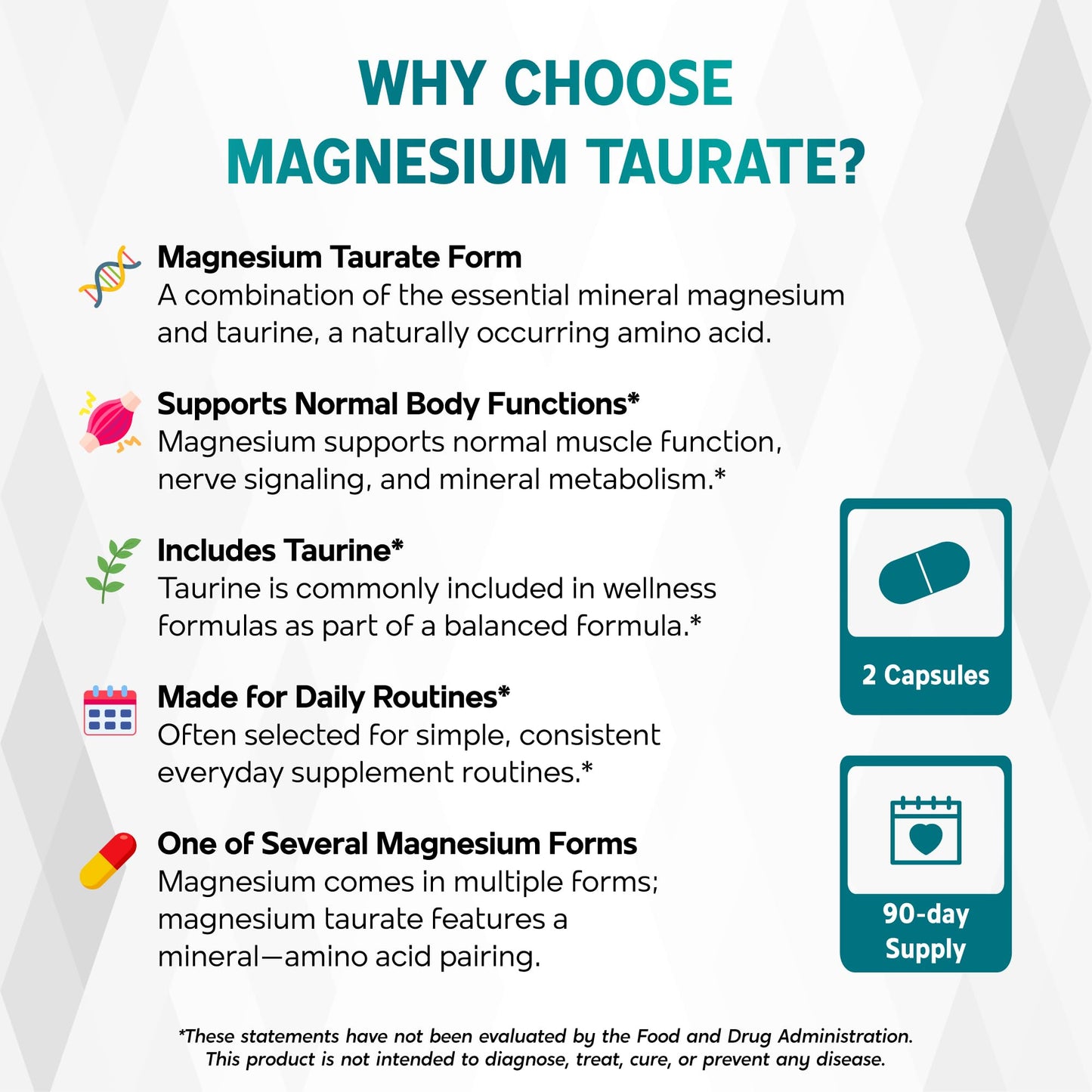 NESSARIT Magnesium Taurate Complex Capsules, 180 Count