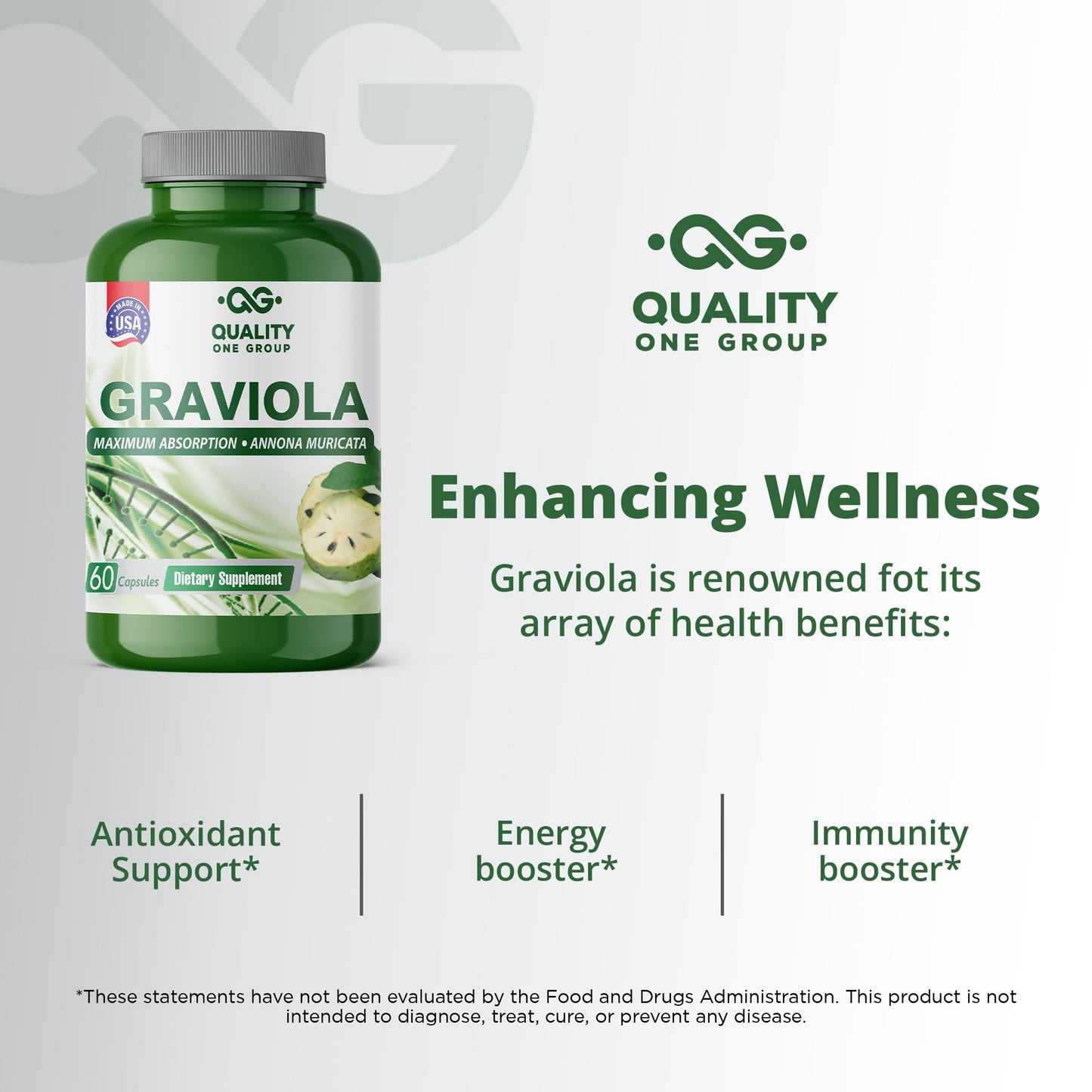 QUALITY ONE Graviola Max Pure Graviola Extract Capsule 60 Count