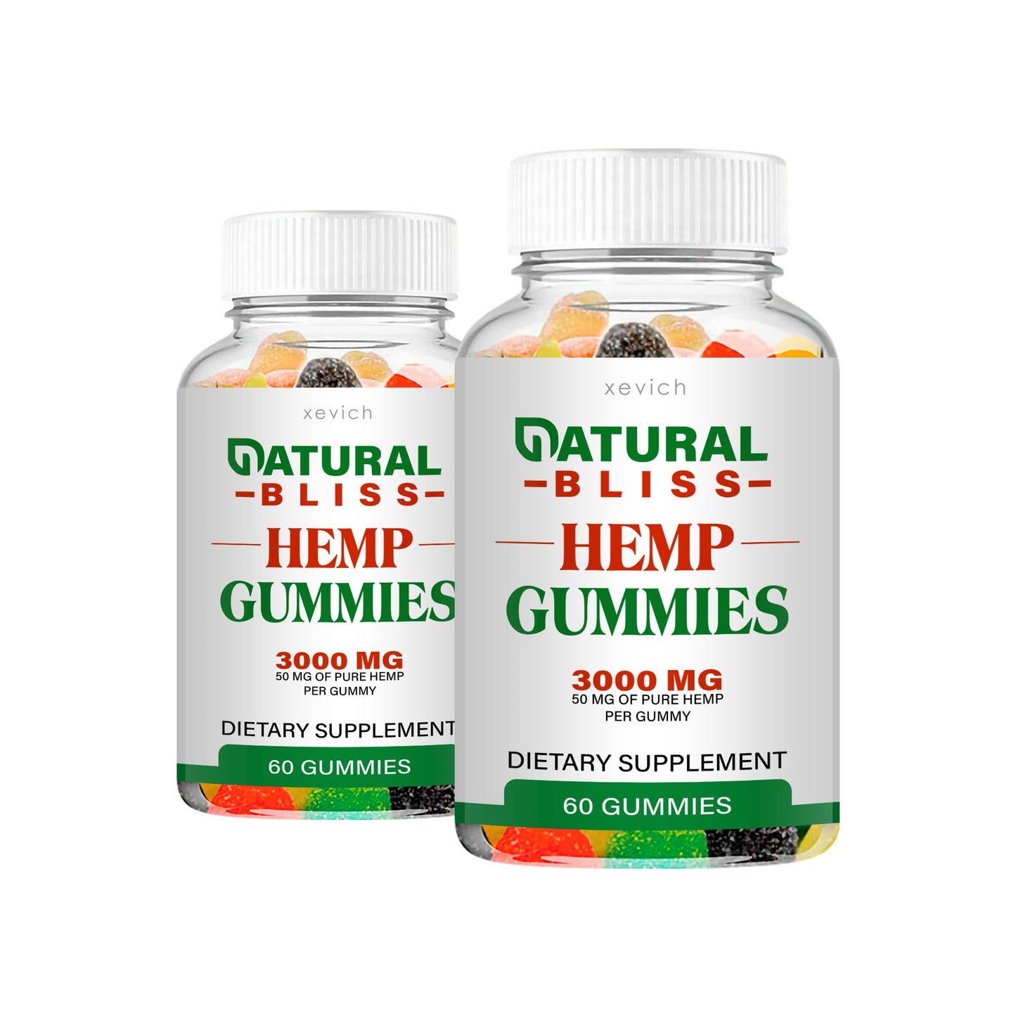 Xevich Natural Bliss Hemp Gummies 120 Gummies