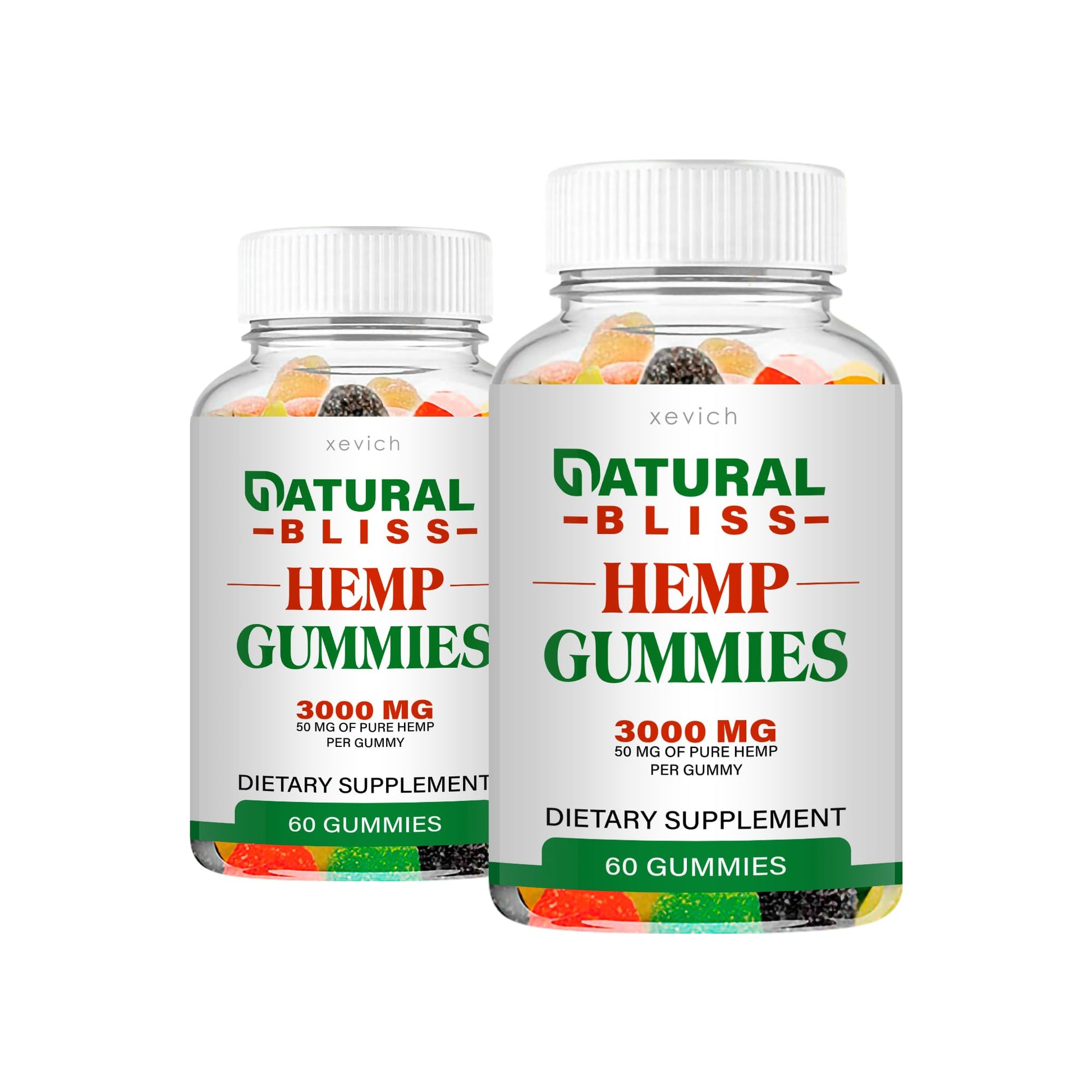 Xevich Natural Bliss Hemp Gummies 120 Gummies
