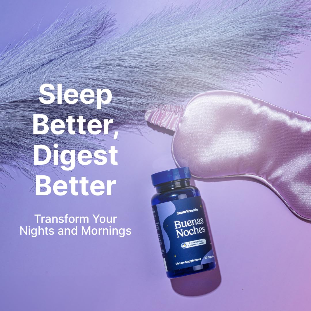 Santo Remedio Buenas Noches Sleep Support with Zylaria, Melatonin & DE111 Probiotics – Digestive & Nighttime Support, 60 Capsules