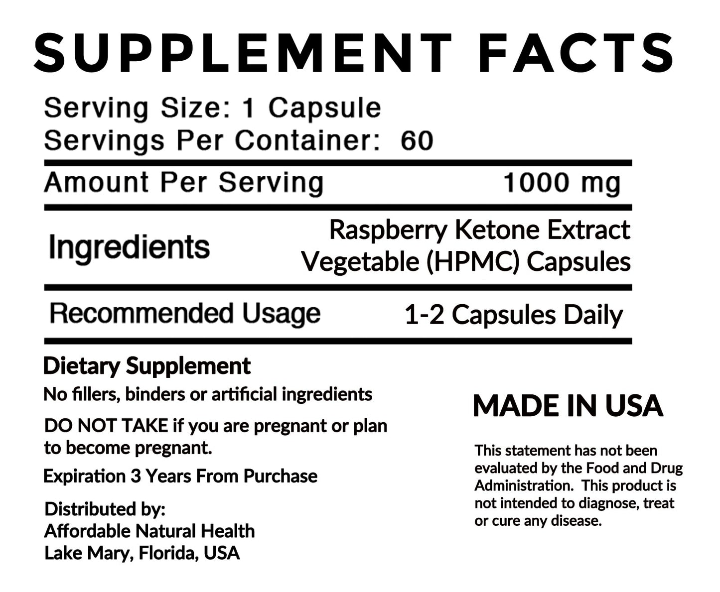 Heaven's Gate Raspberry Ketone Capsules 1000 mg, Pack of 2