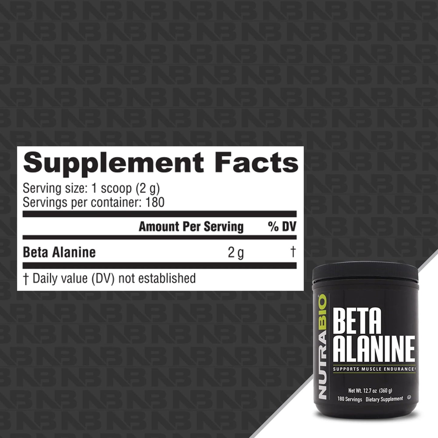 NutraBio Beta-Alanine Pre-Workout Powder 12.7 oz