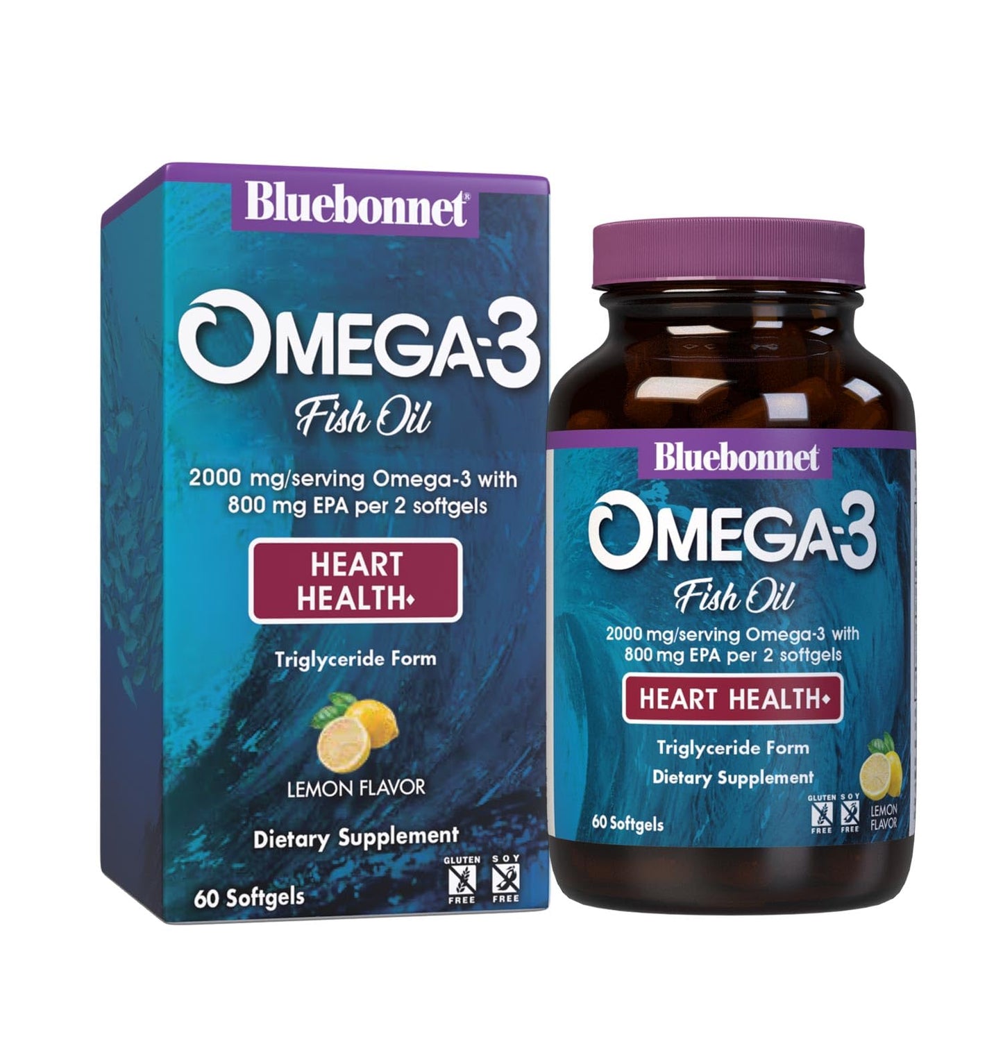 BlueBonnet Omega-3 Heart Formula Softgels 60 Count