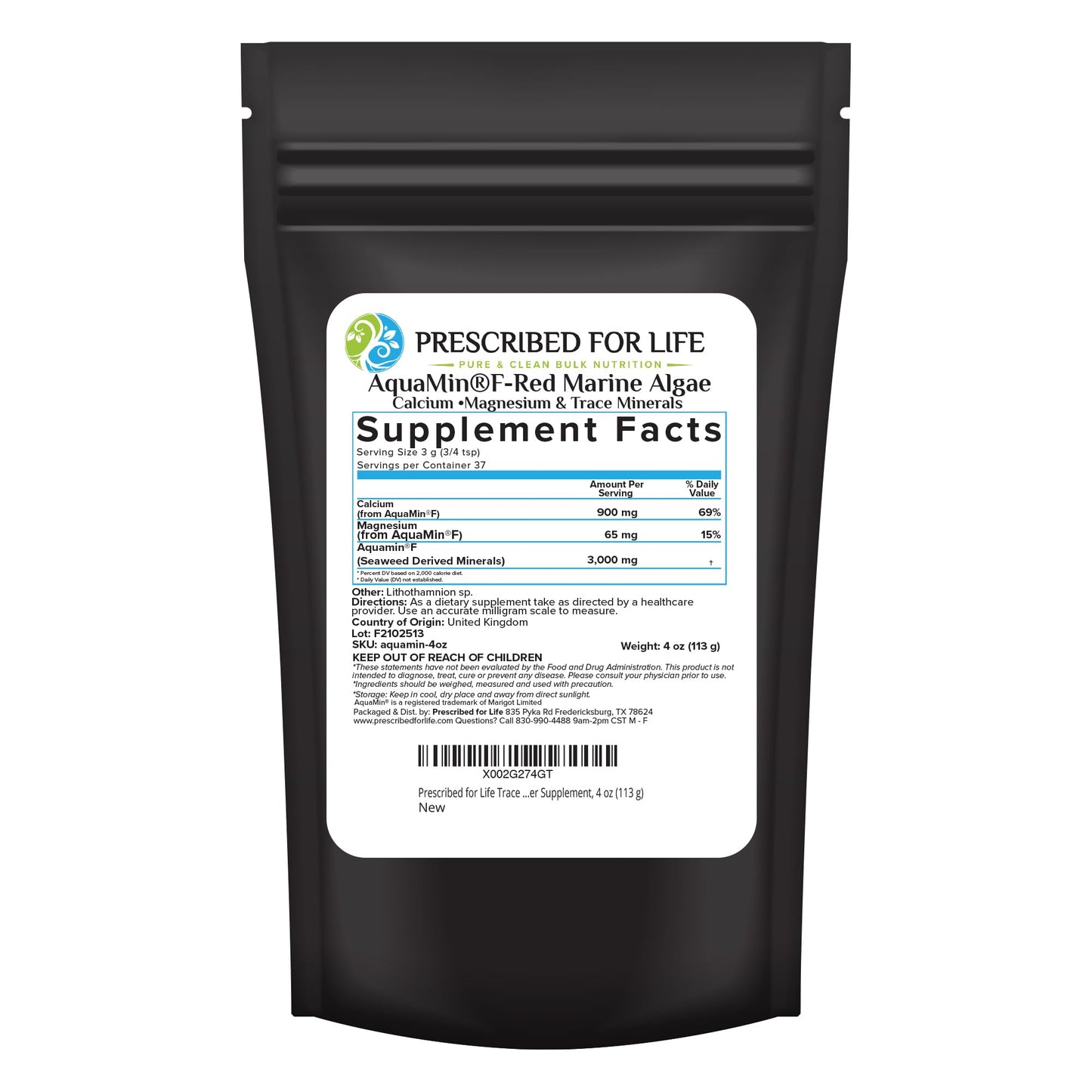Prescribed For Life Aquamin Powder, 3.99 oz