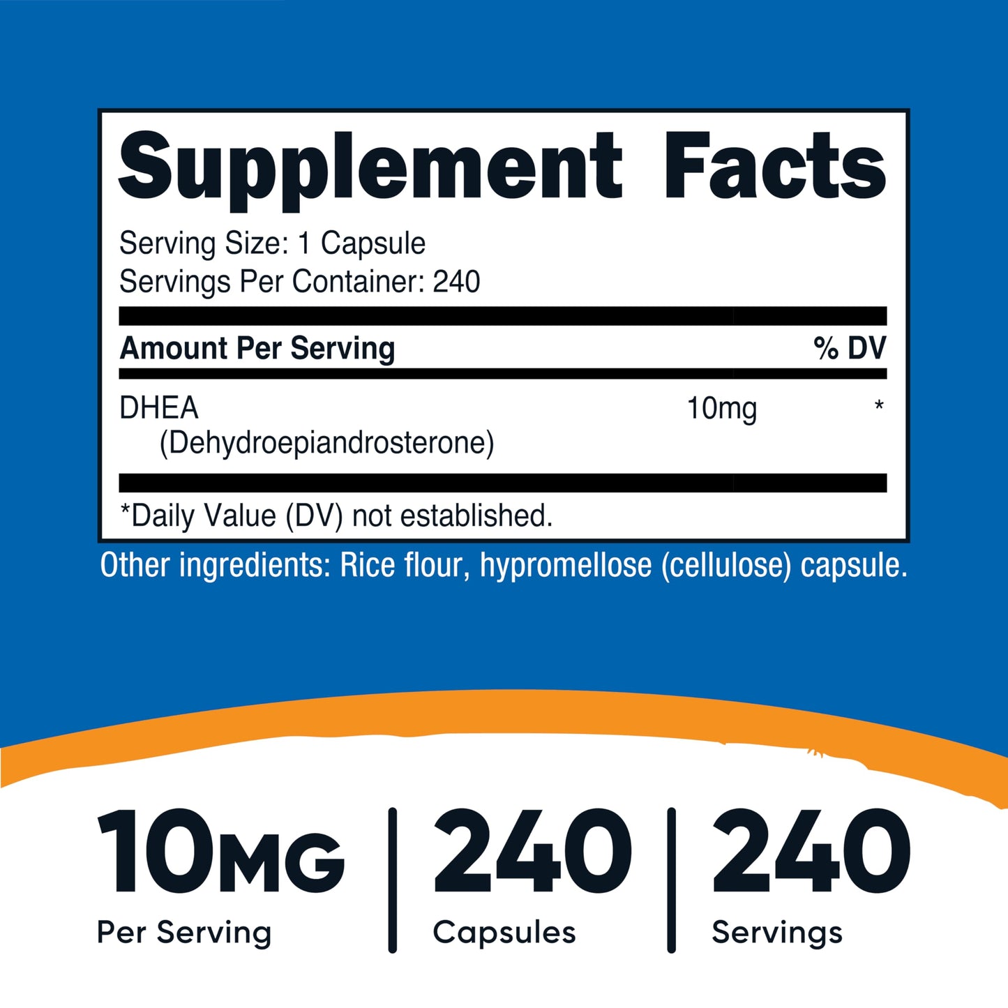 Nutricost DHEA 10mg Capsule, 240 Capsules