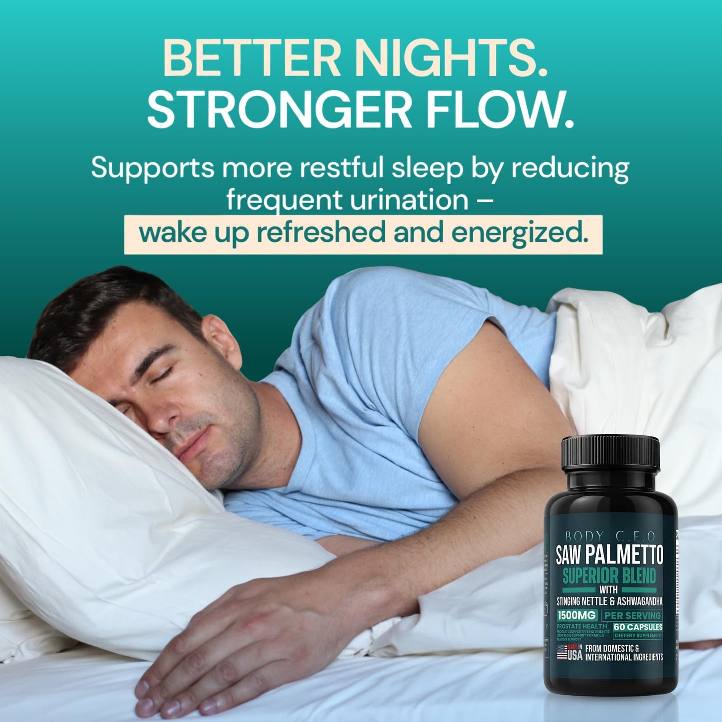 Body C.E.O. Saw Palmetto for Men 1500mg Supplement Capsules 1 Count