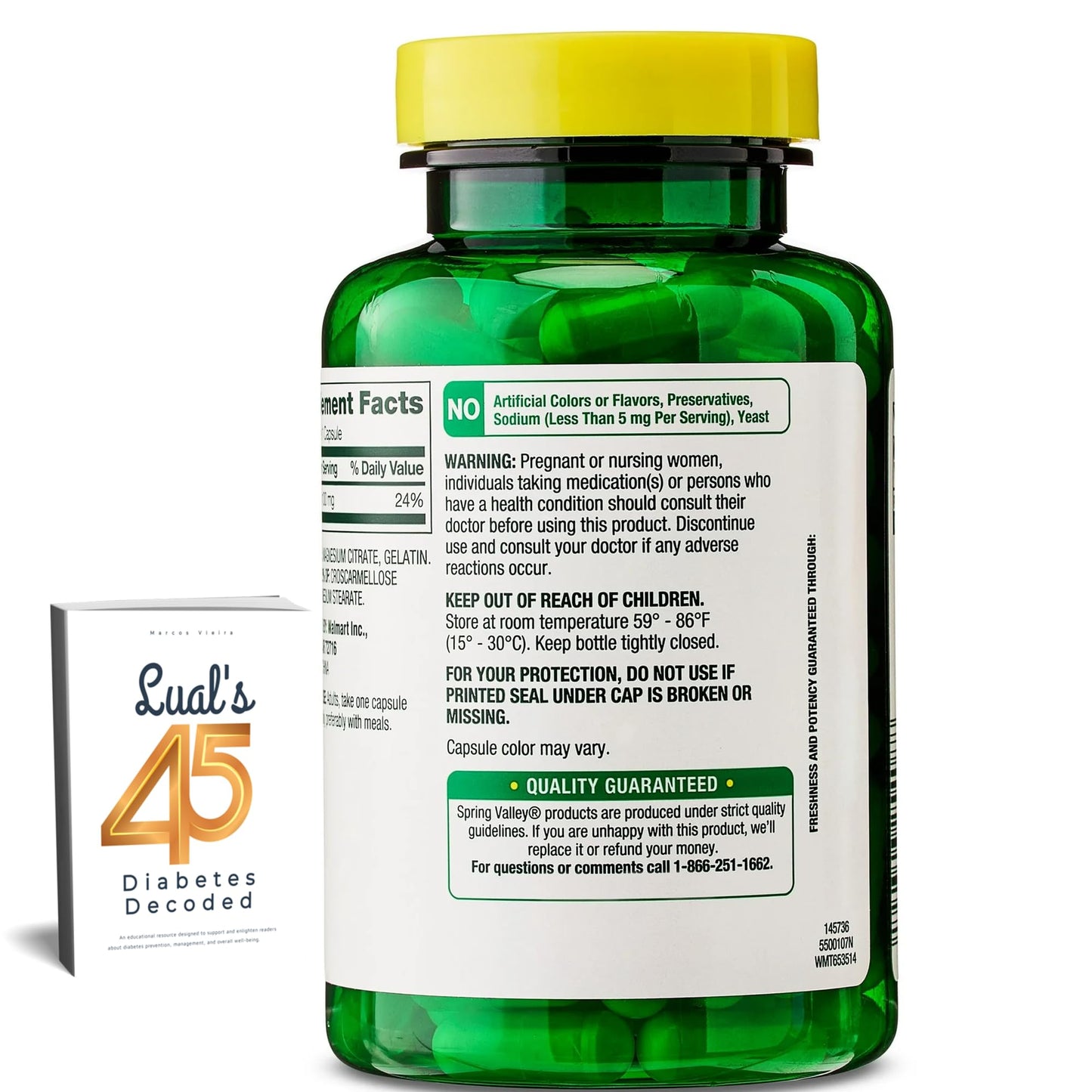 LUAL Magnesium Citrate Capsules 1000mg, 100 Count