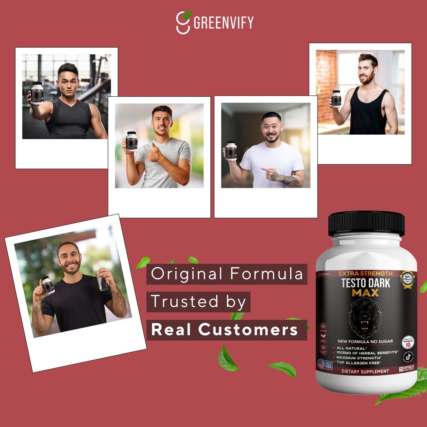 GREENVIFY Testo Dark Max Dietary Supplement, 60 Capsules