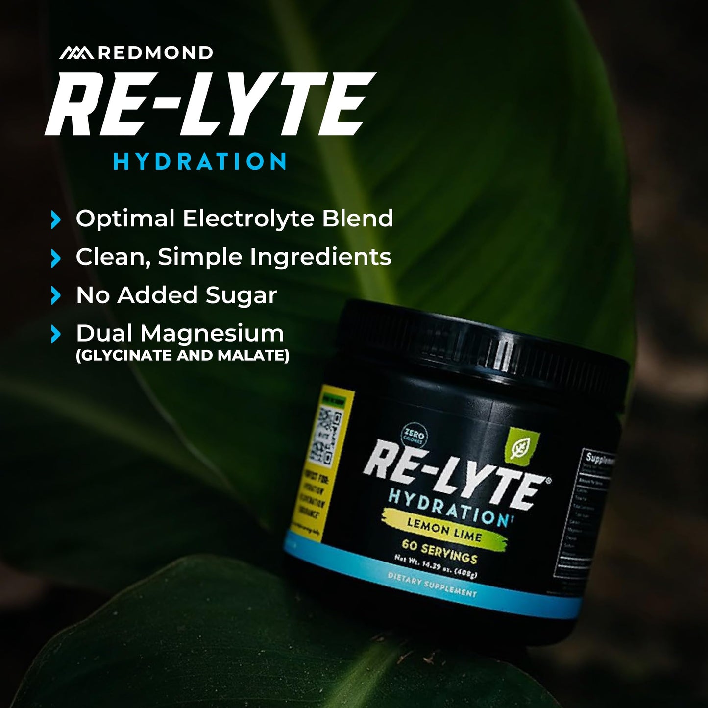 REDMOND Re-Lyte Hydration Electrolyte Powder No Added Sugar (Chocolate) 7.62 Ounce