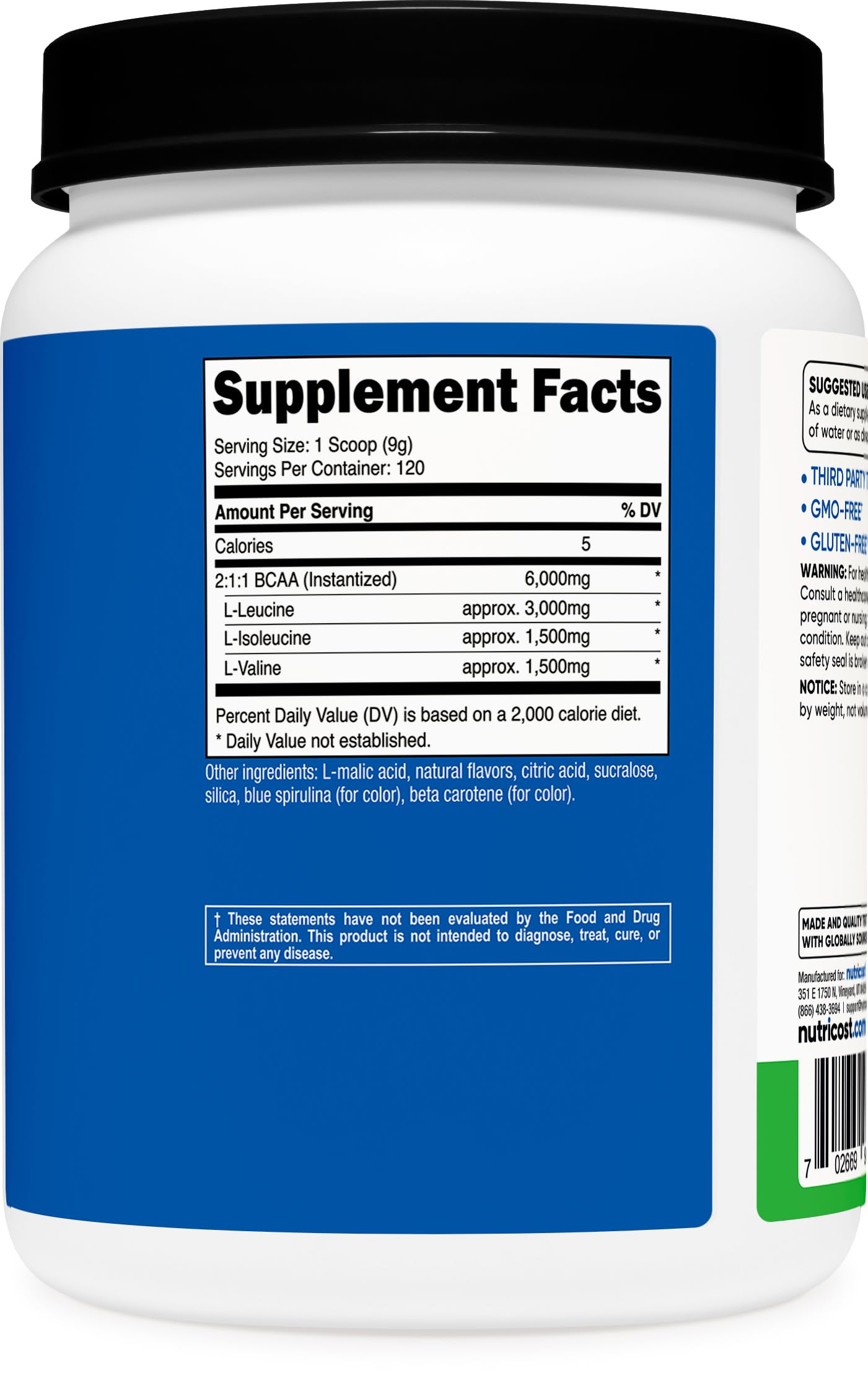 Nutricost BCAA Powder 2:1:1 38.6 Ounce