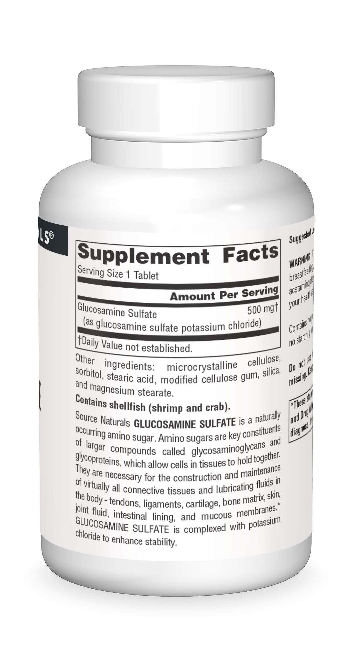 Source Naturals Glucosamine Sulfate 500 mg Tablets, 120 Count