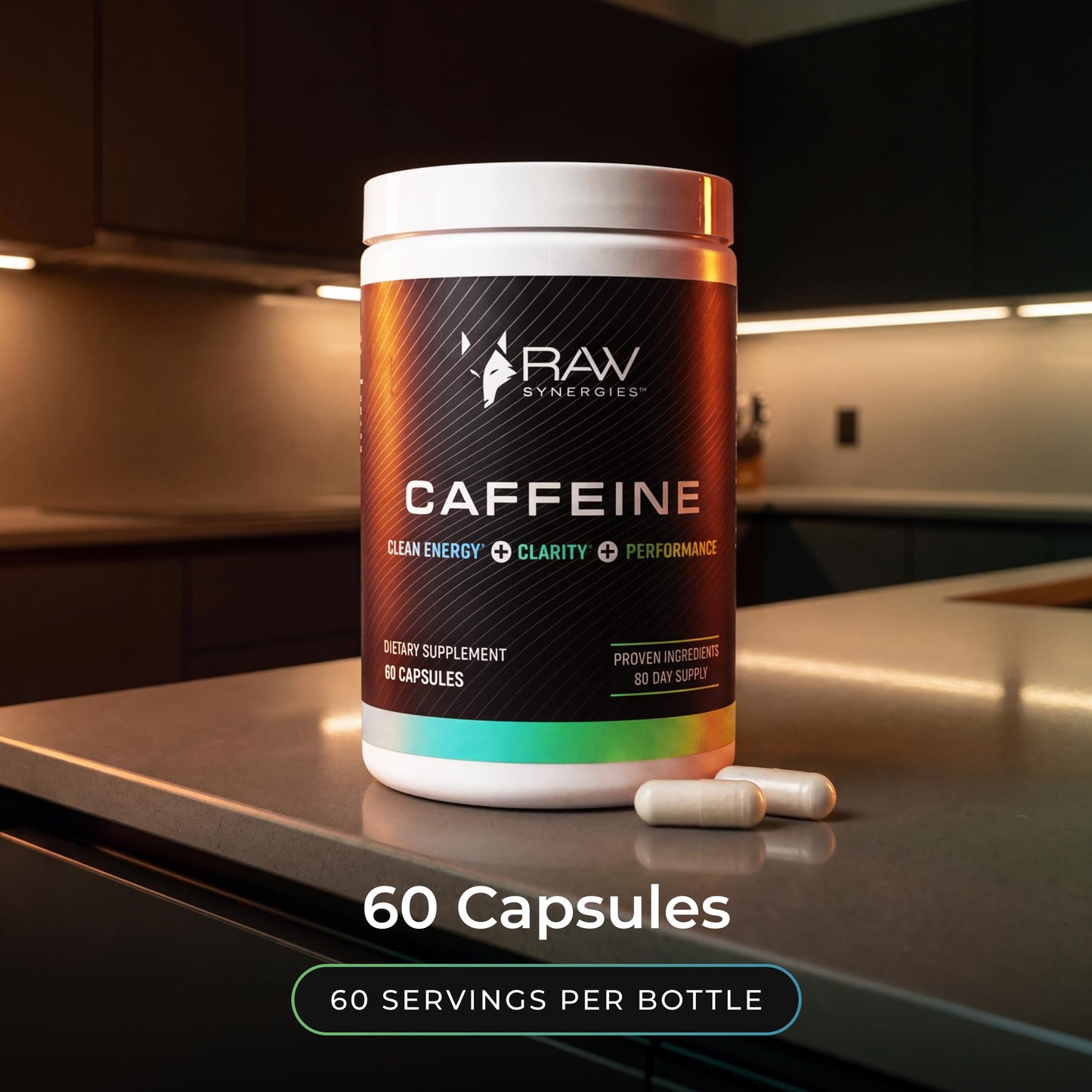 RAW Synergies Delayed Release Caffeine Capsules 60