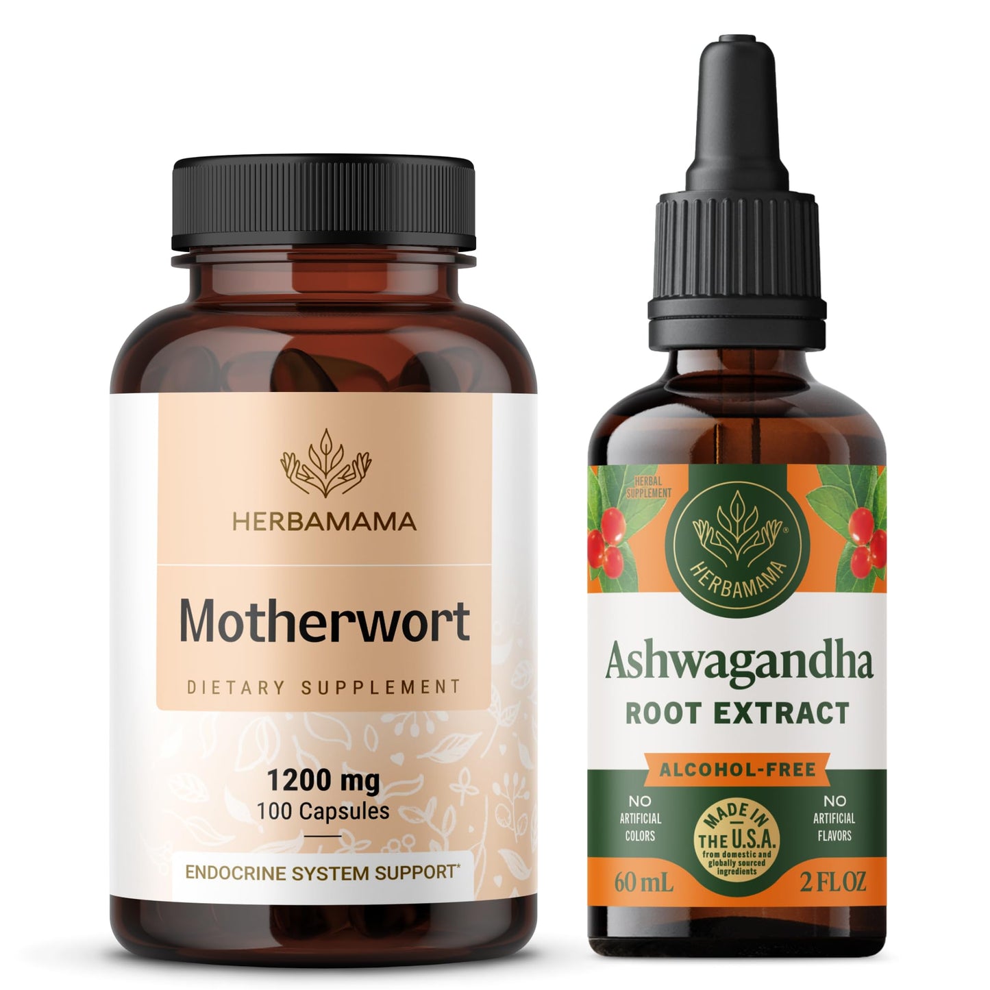 HERBAMAMA Motherwort and Ashwagandha Kit Capsule, 2 Pack
