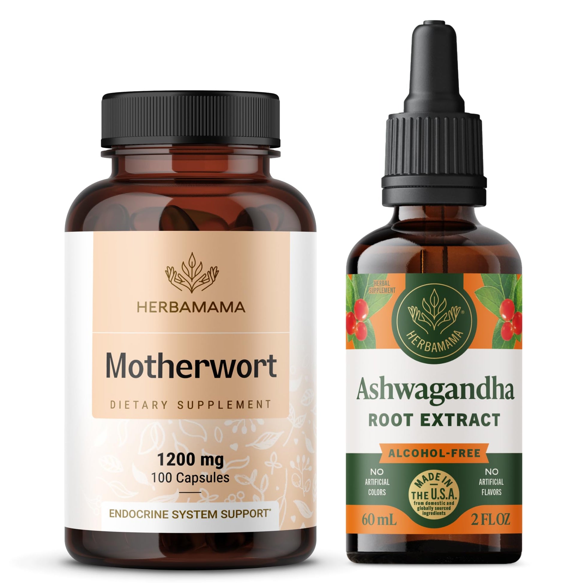 HERBAMAMA Motherwort and Ashwagandha Kit Capsule, 2 Pack