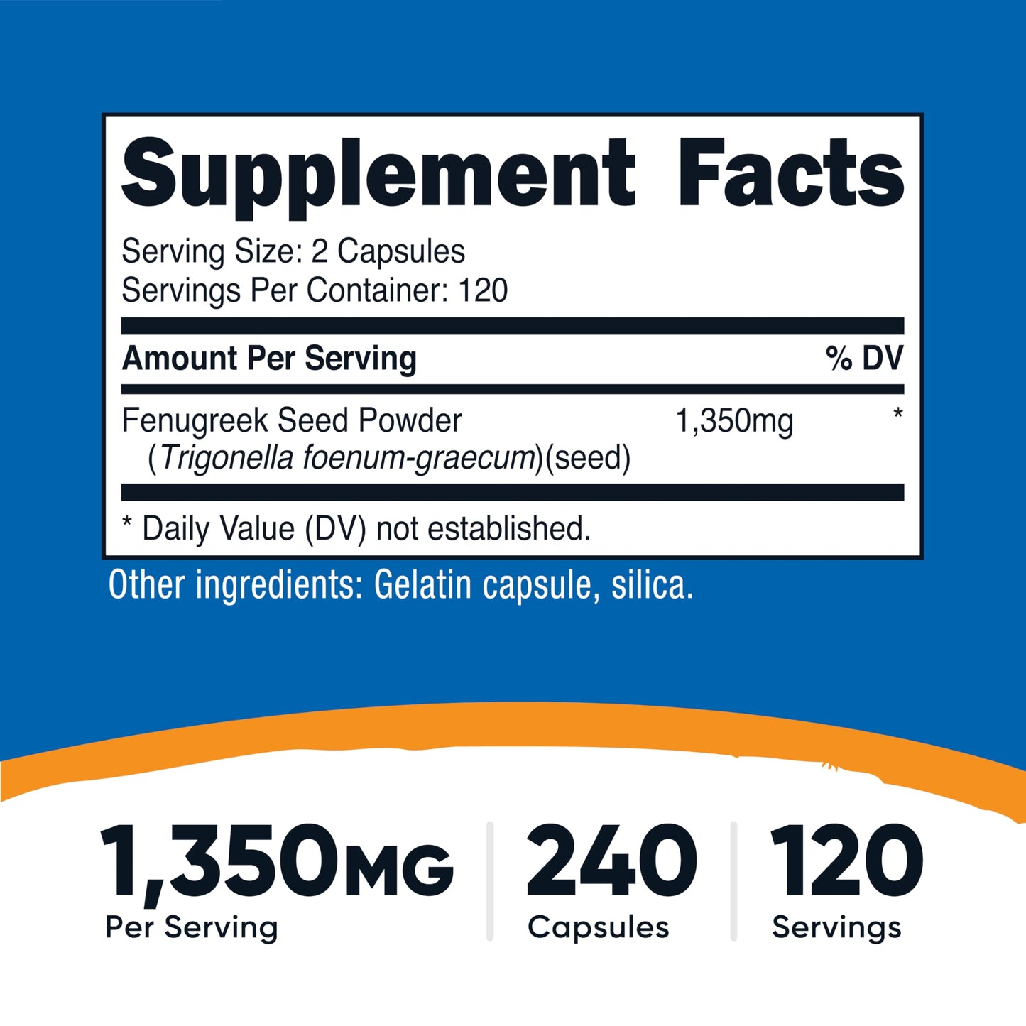 Nutricost Fenugreek Seed 1350mg Capsules, Pack of 2