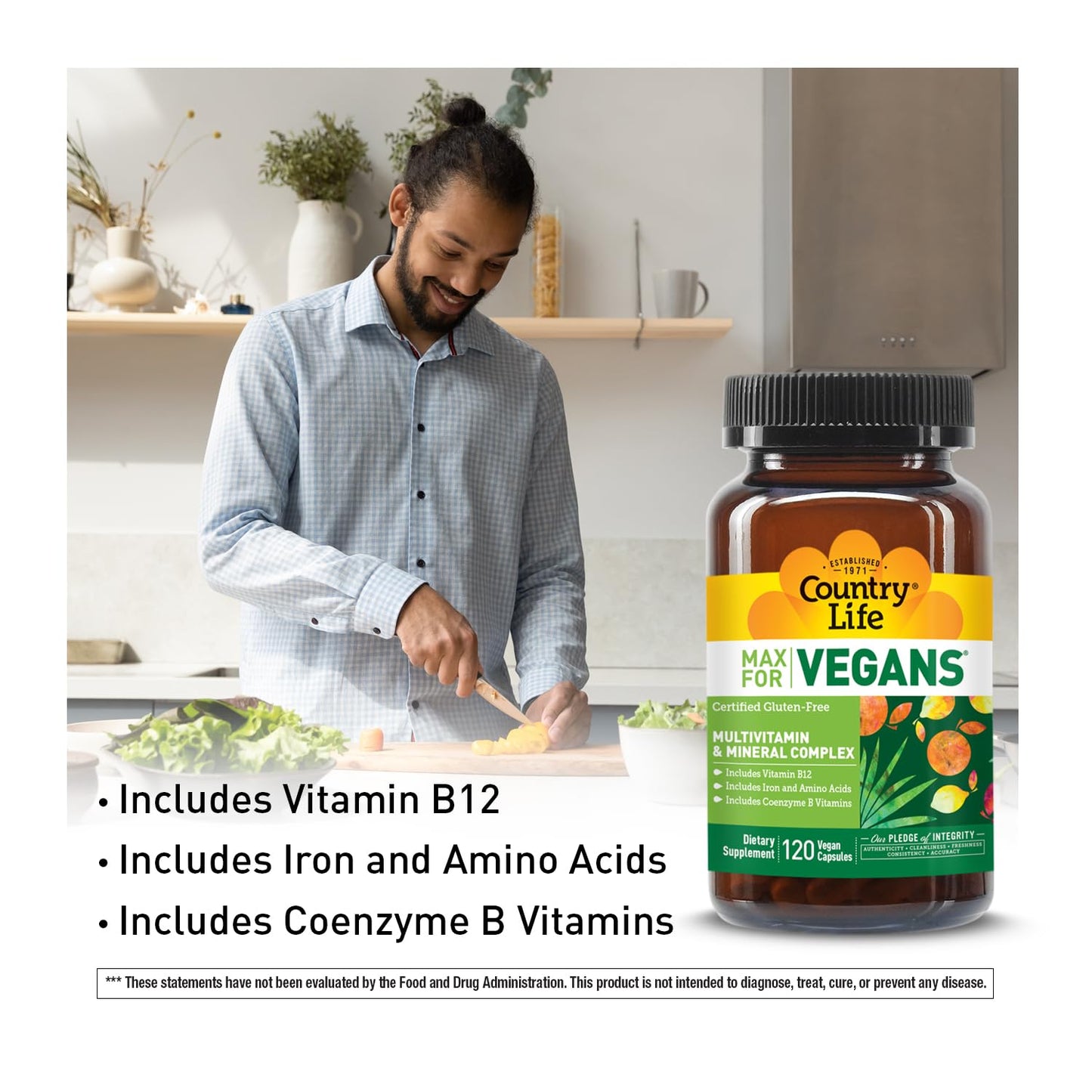 Country Life Max for Vegans 120 Vegan Capsules
